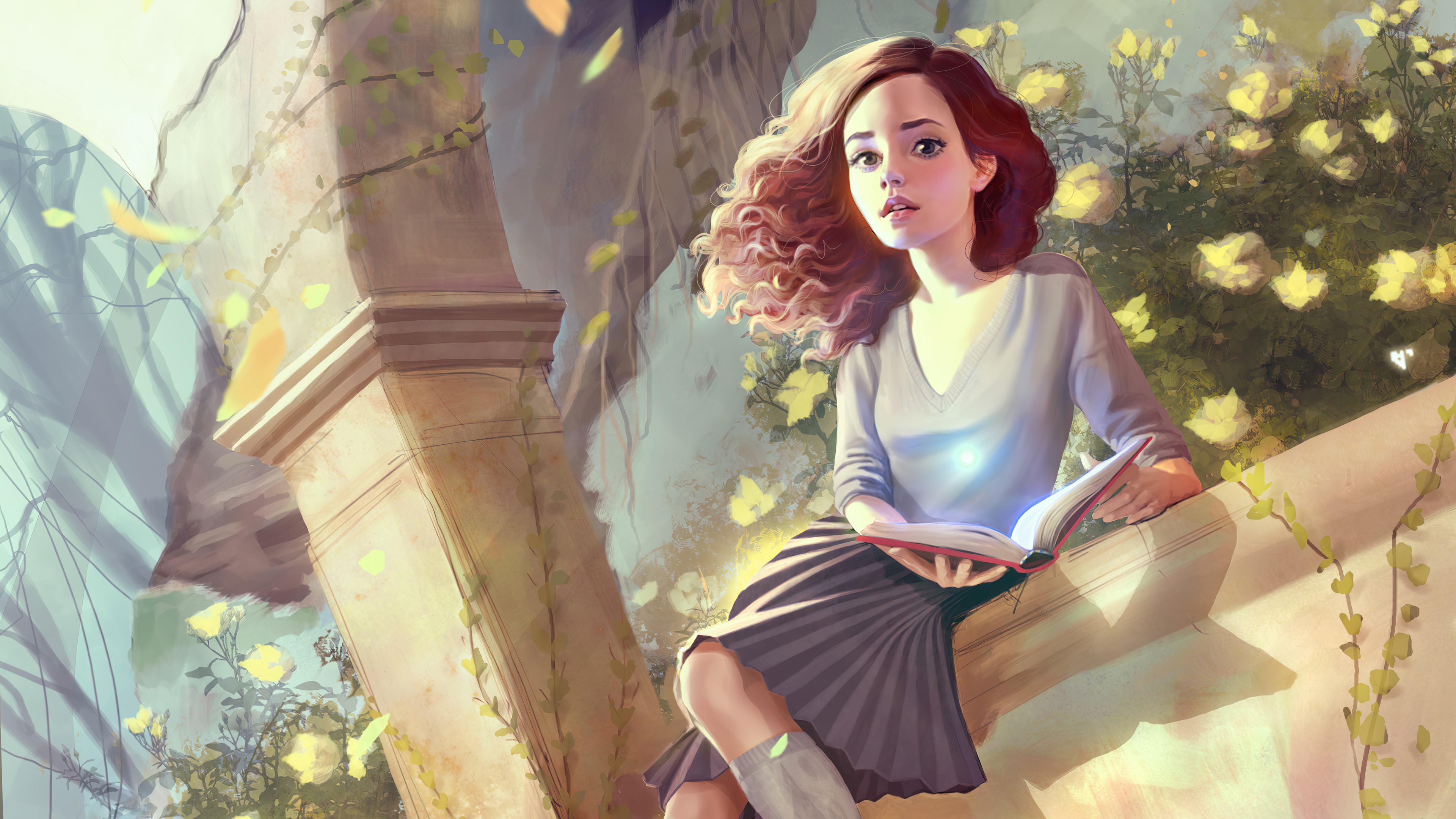 hermione sitting fanart 4k 1615192363