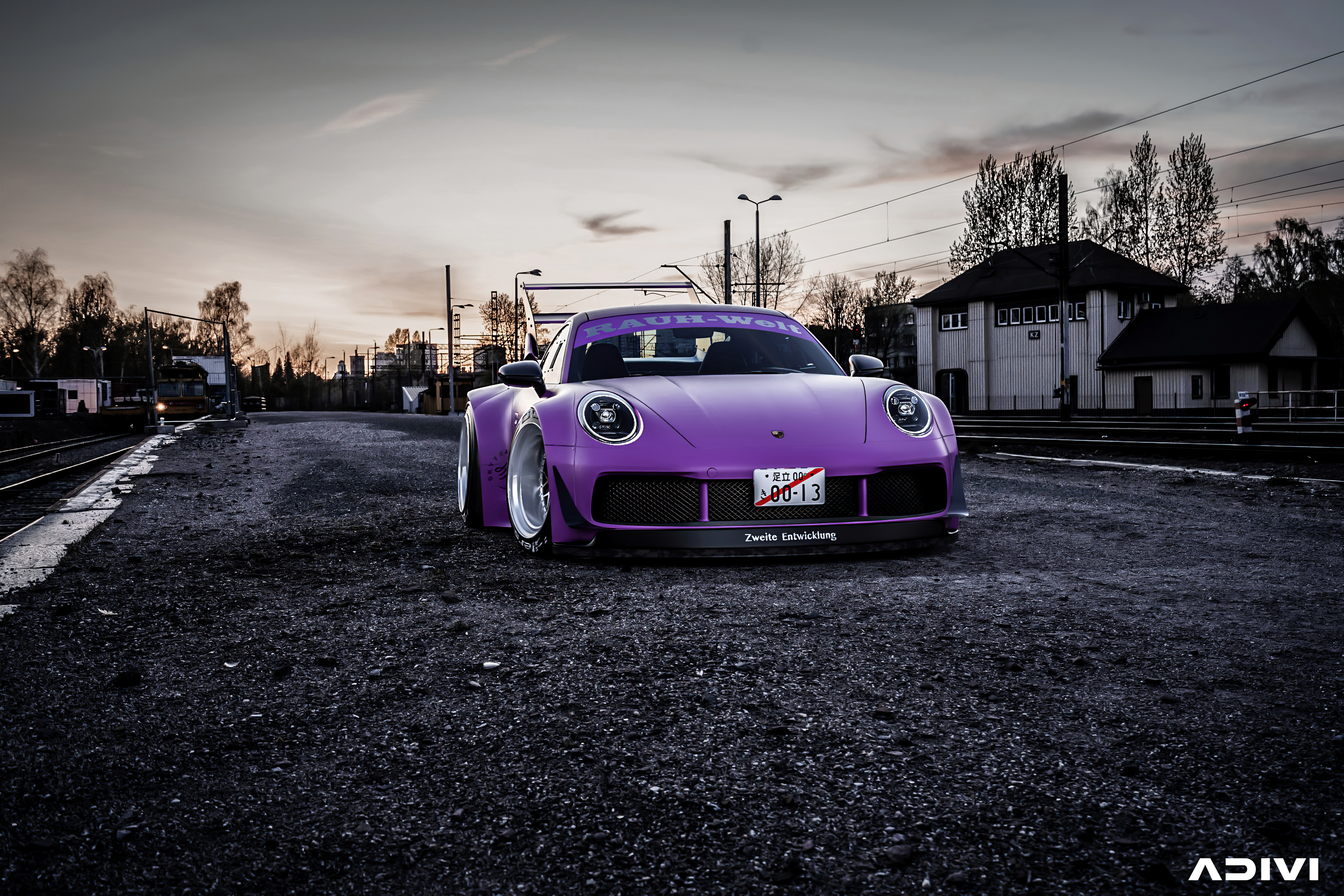 purple porsche car 4k 1614626936