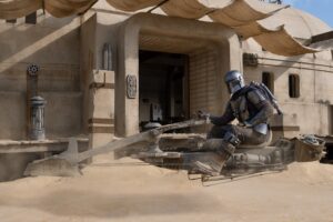 the mandalorian with his speeder bike 2020 4k 1615198553