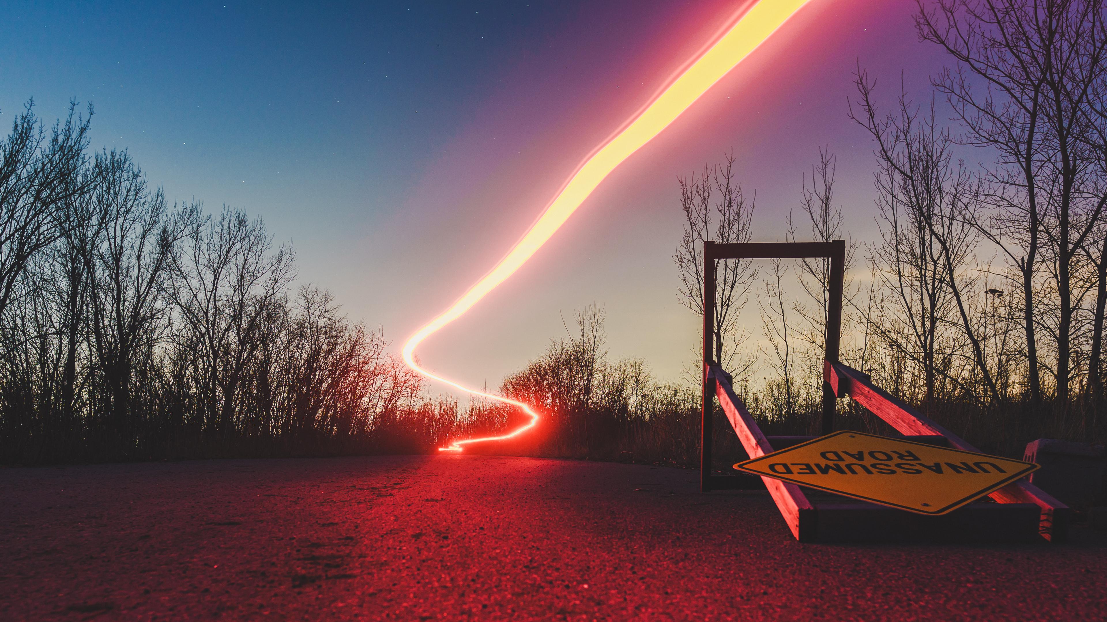 unassumed road long exposure light 4k 1616093346