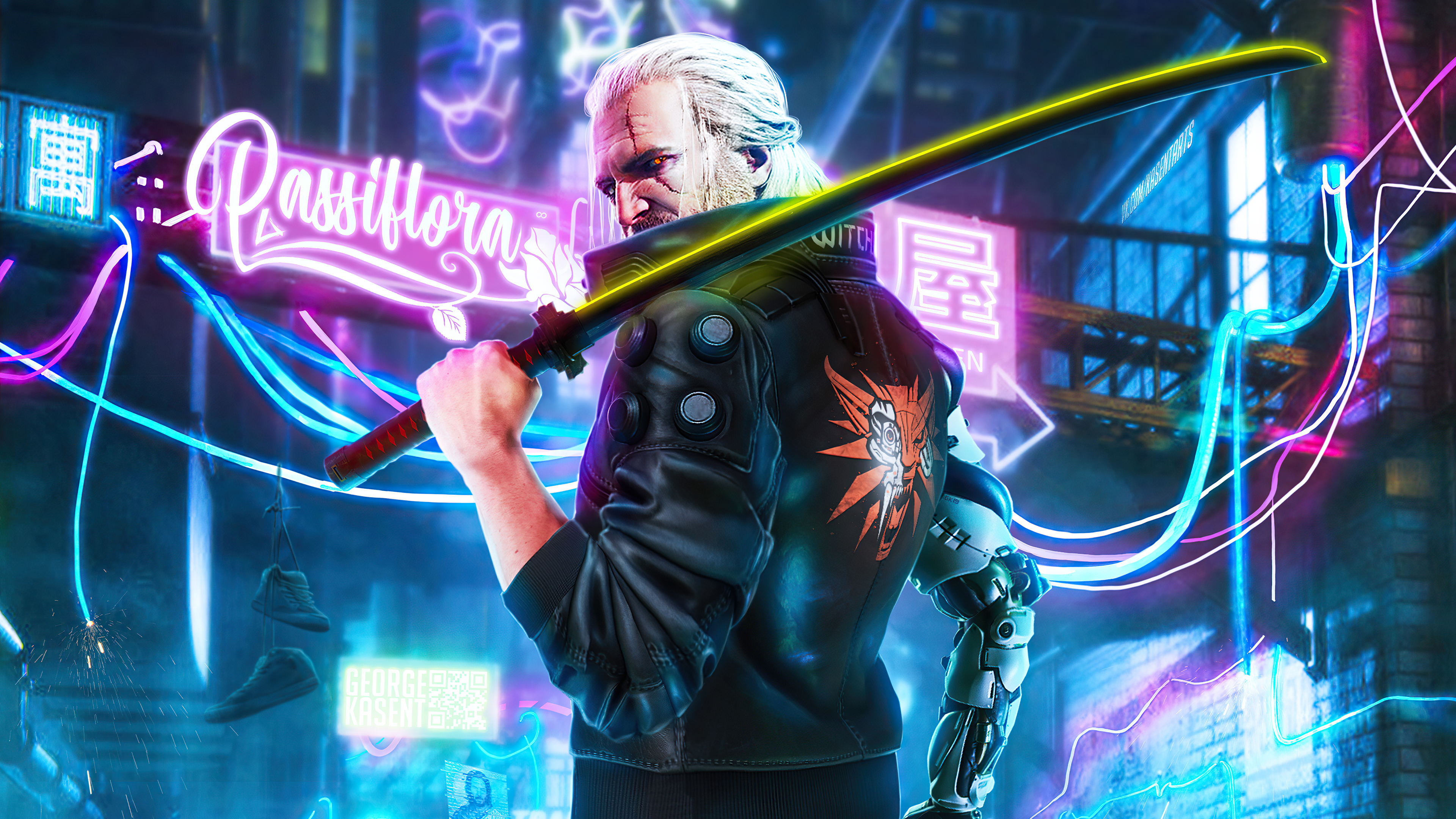 witcher 3 geralt of rivia x cyberpunk 4k 1614856358