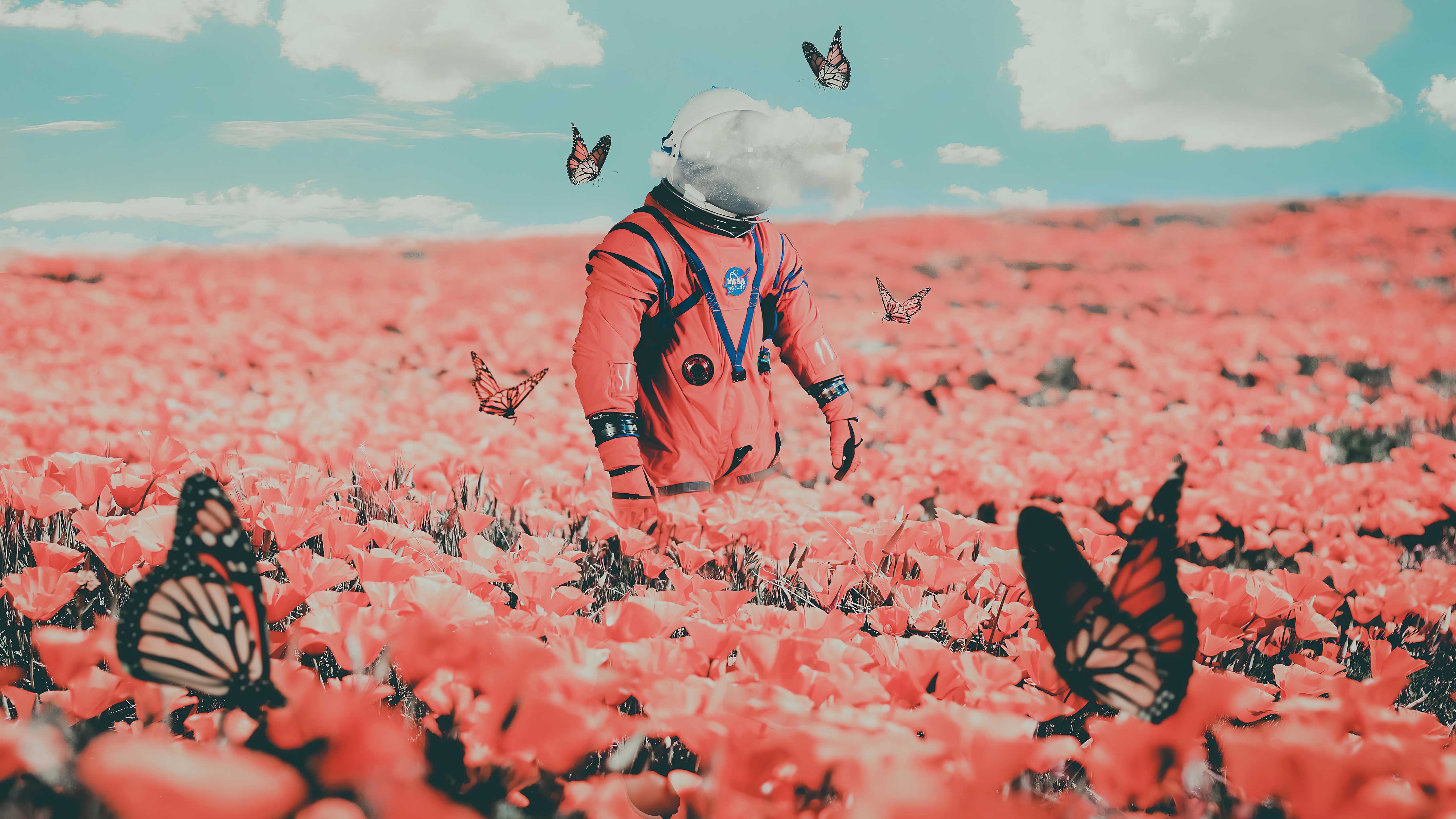 astronaut in butterflies 4k 1618133461