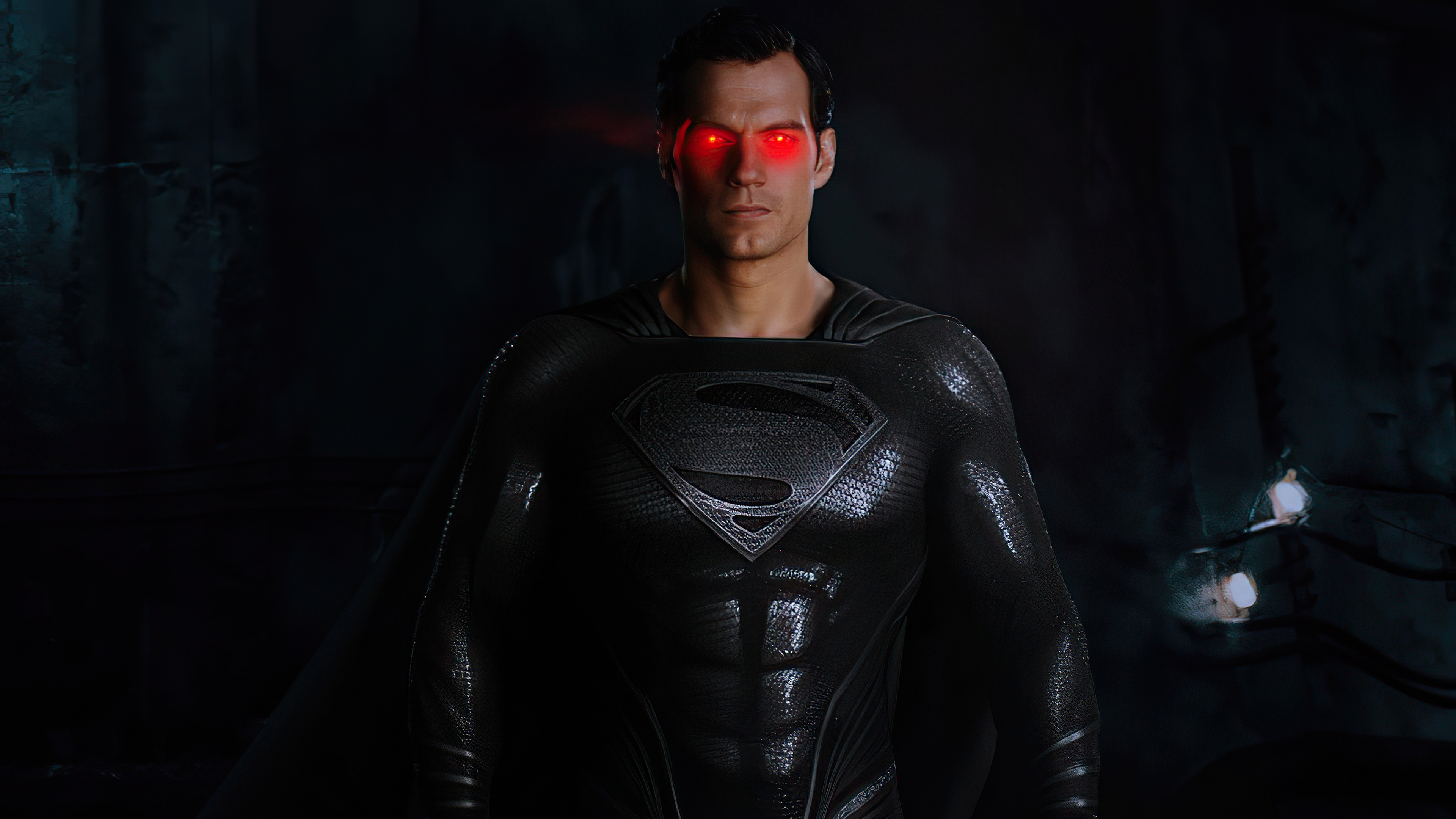 black suit superman red glowing eyes 4k 1618165476