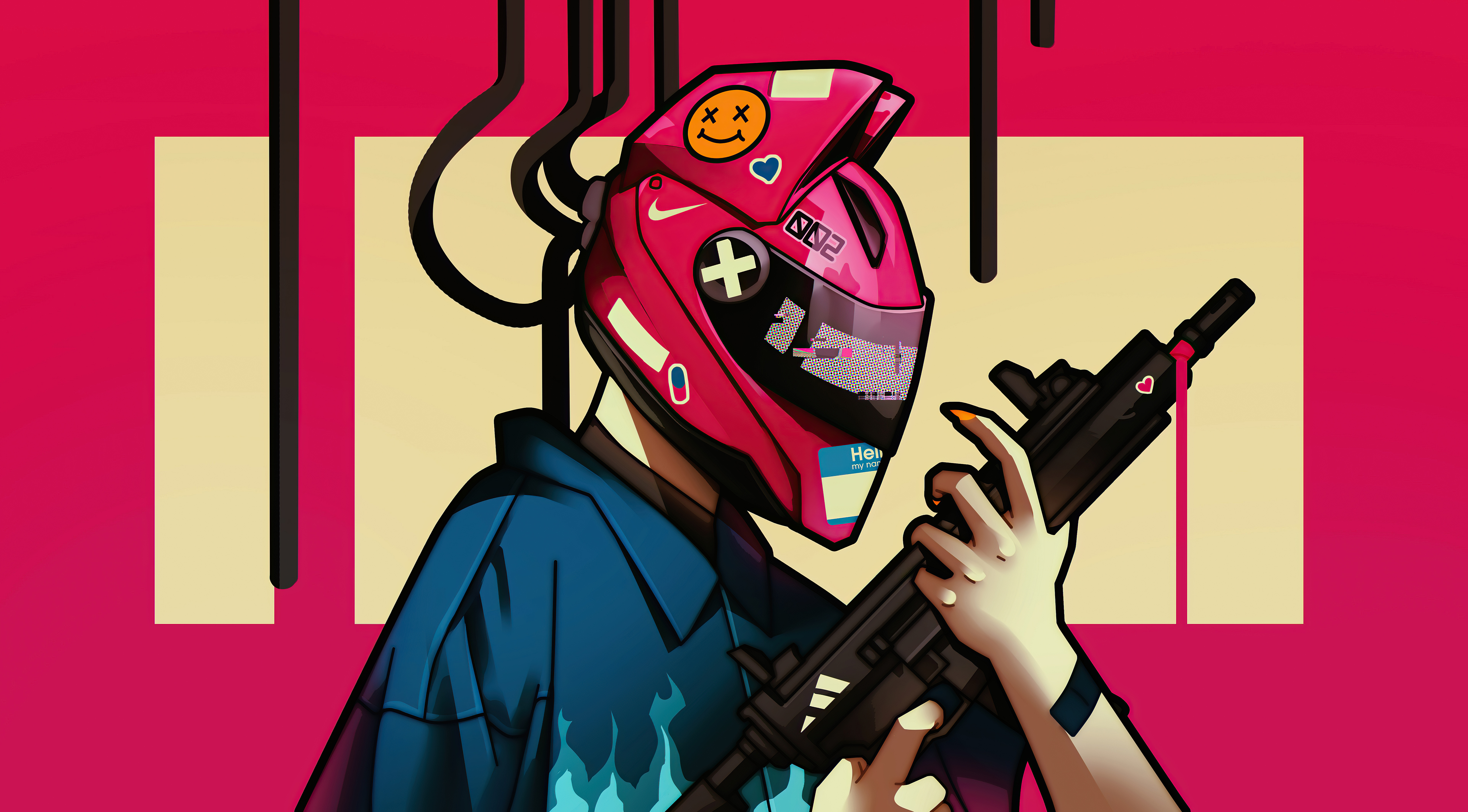 cyber girl helmet with gun 4k 1618130550