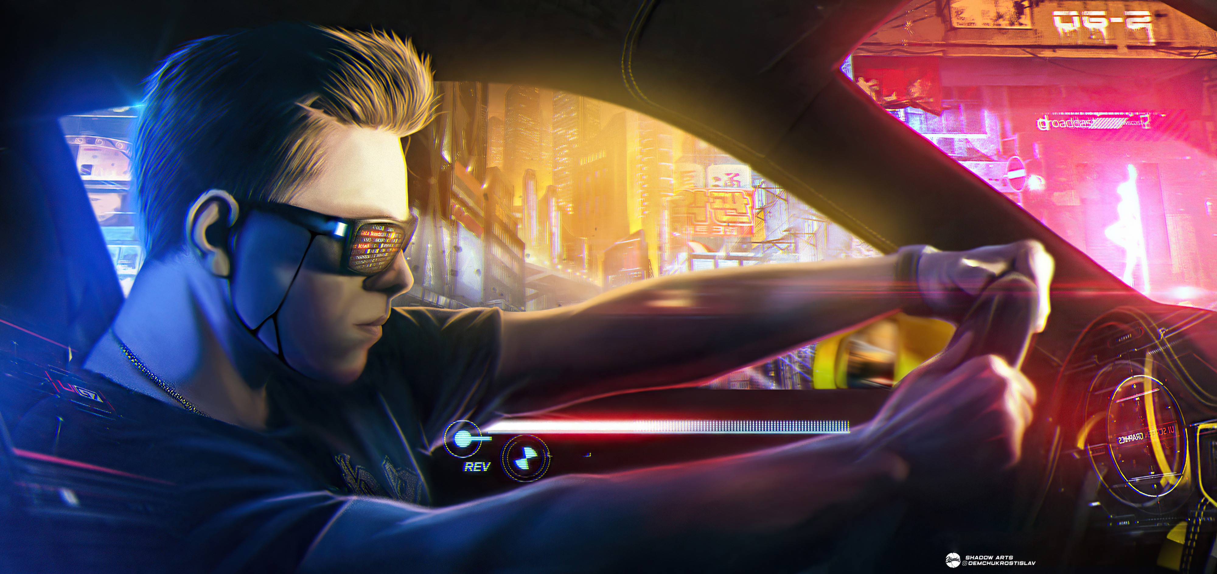 cyberpunk boy car rider 4k 1618133576