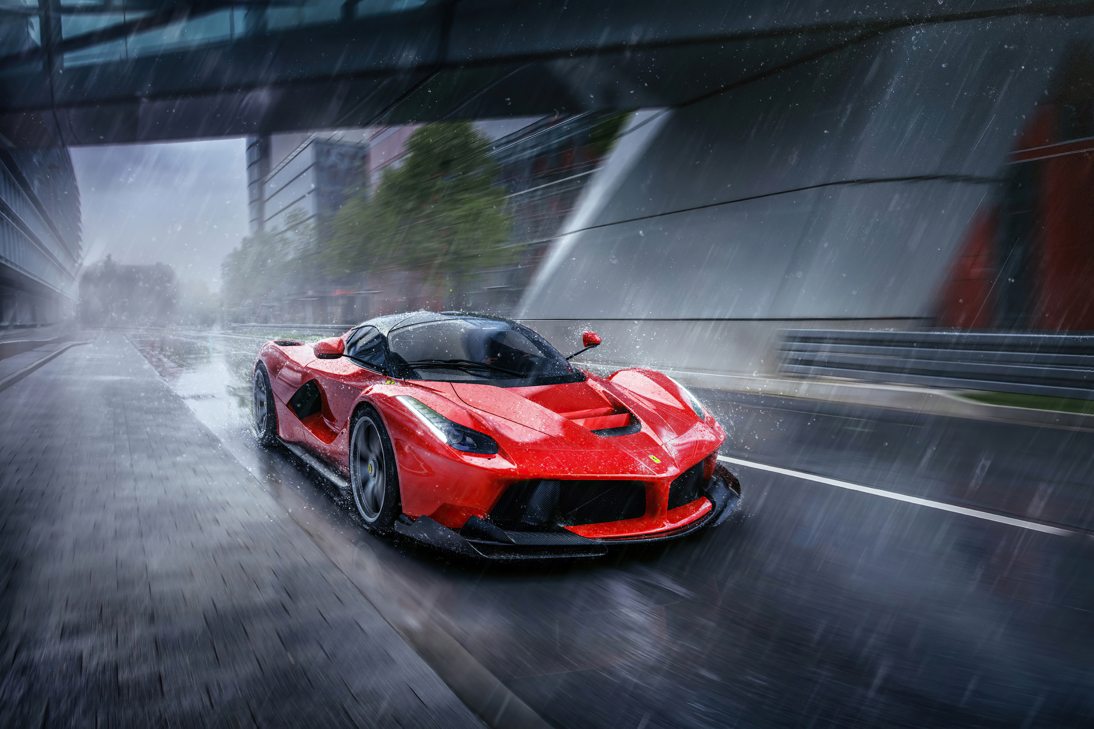 la ferrari in rain 4k 1618920904