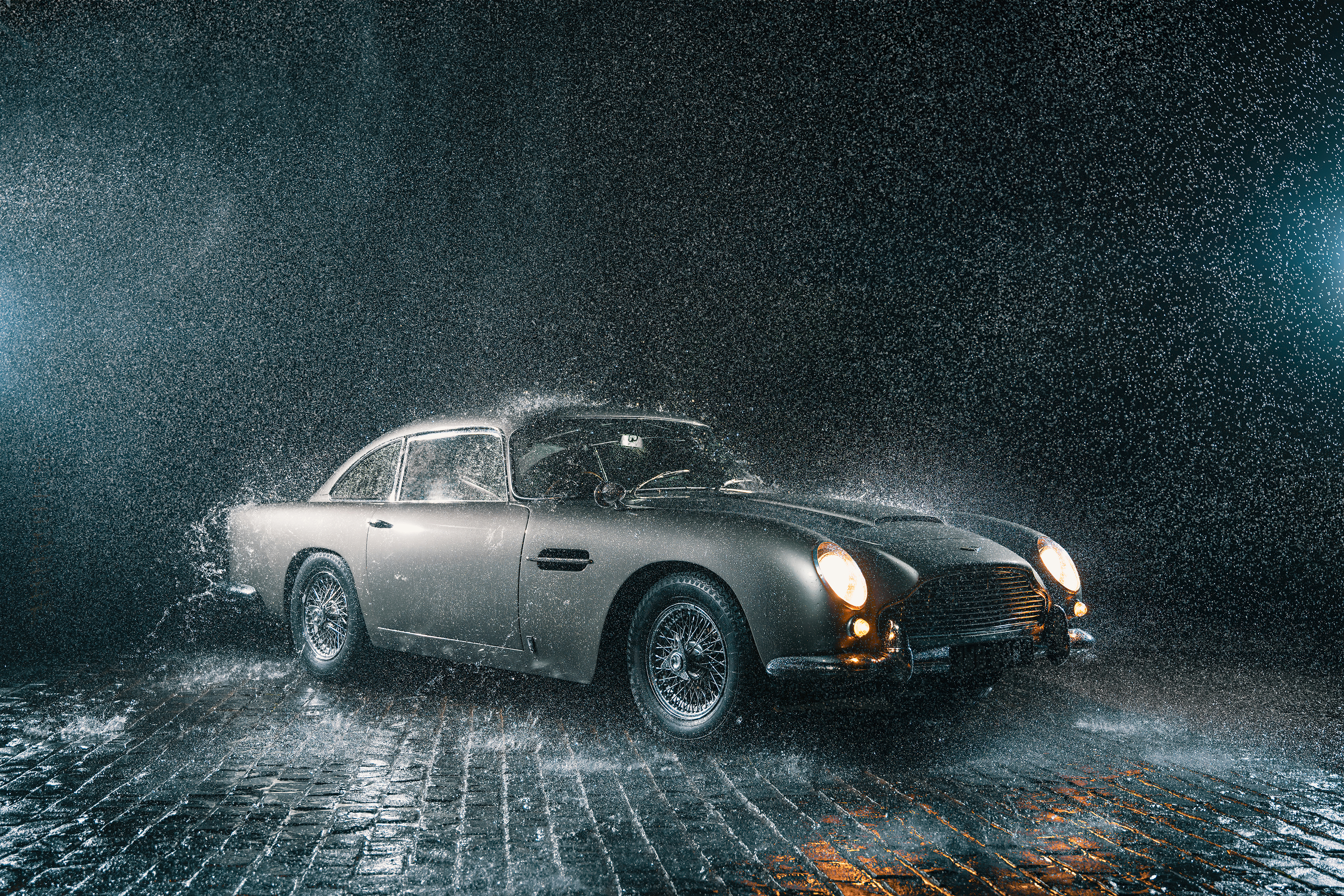 aston martin db5 in rain 4k 1620170989