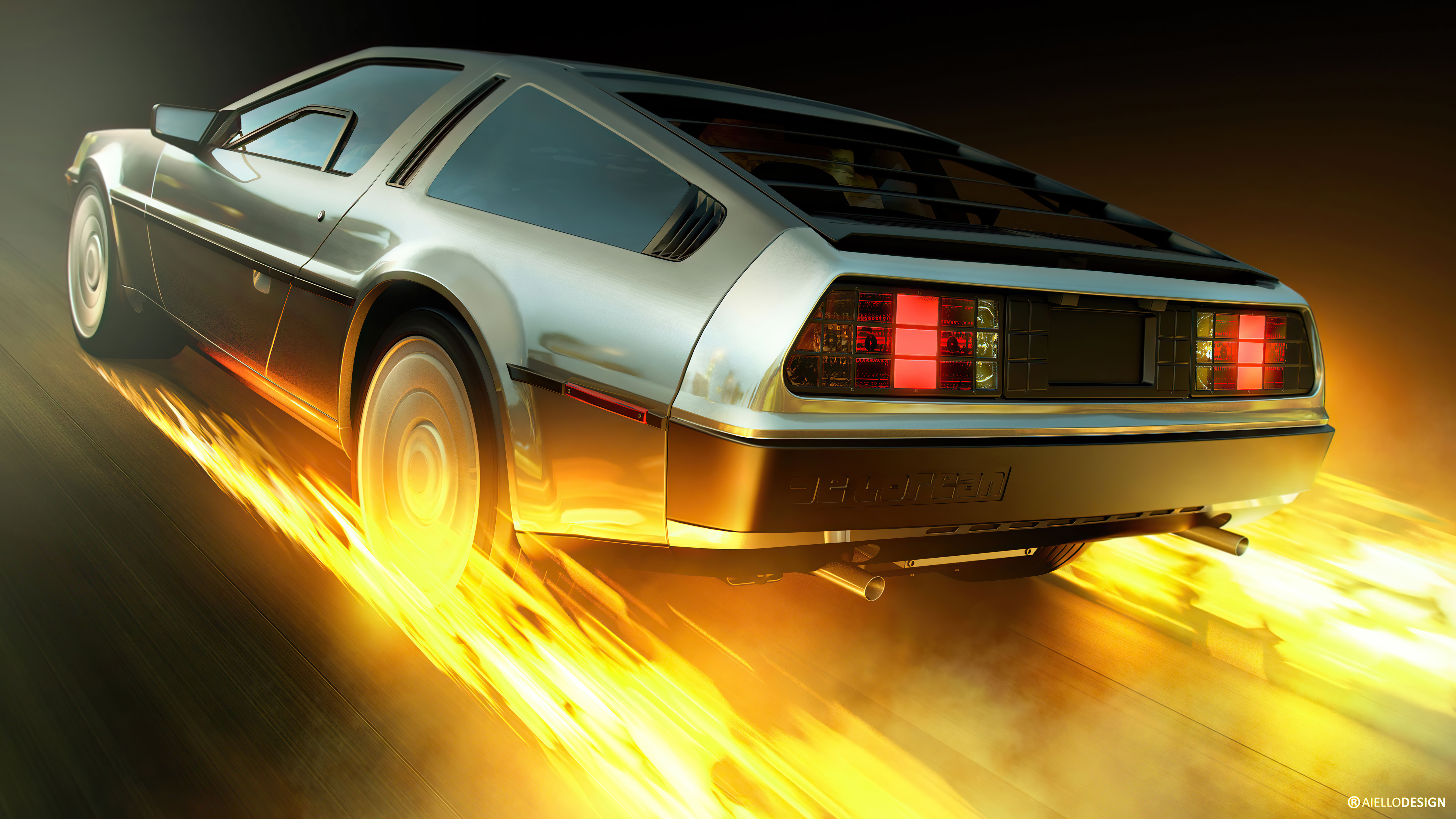 delorean burning wheels 4k 1620171763