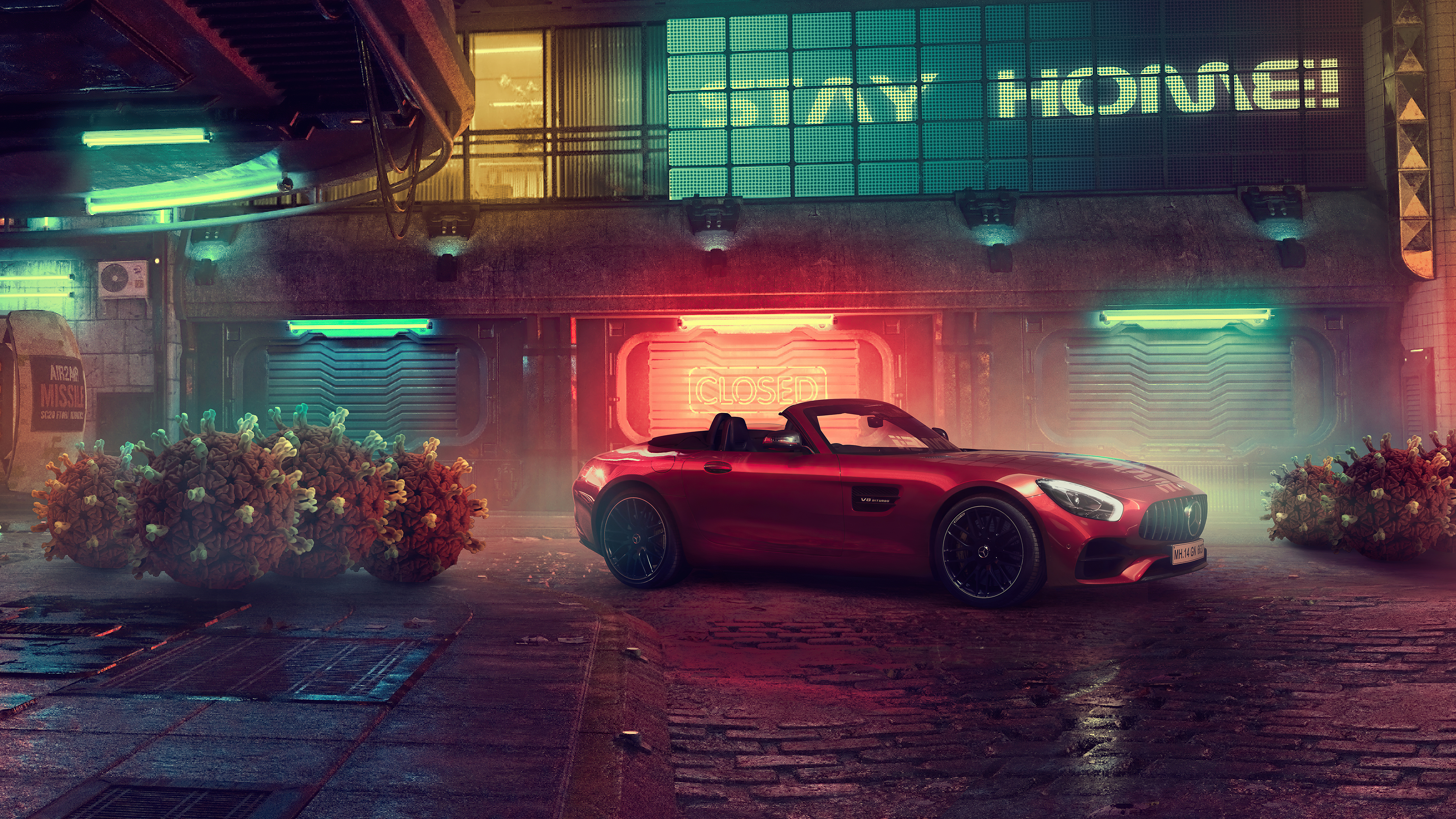 red mercedes amg gt roadster 4k 1626179376