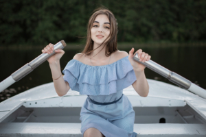 cute girl on boat 4k 1629241627