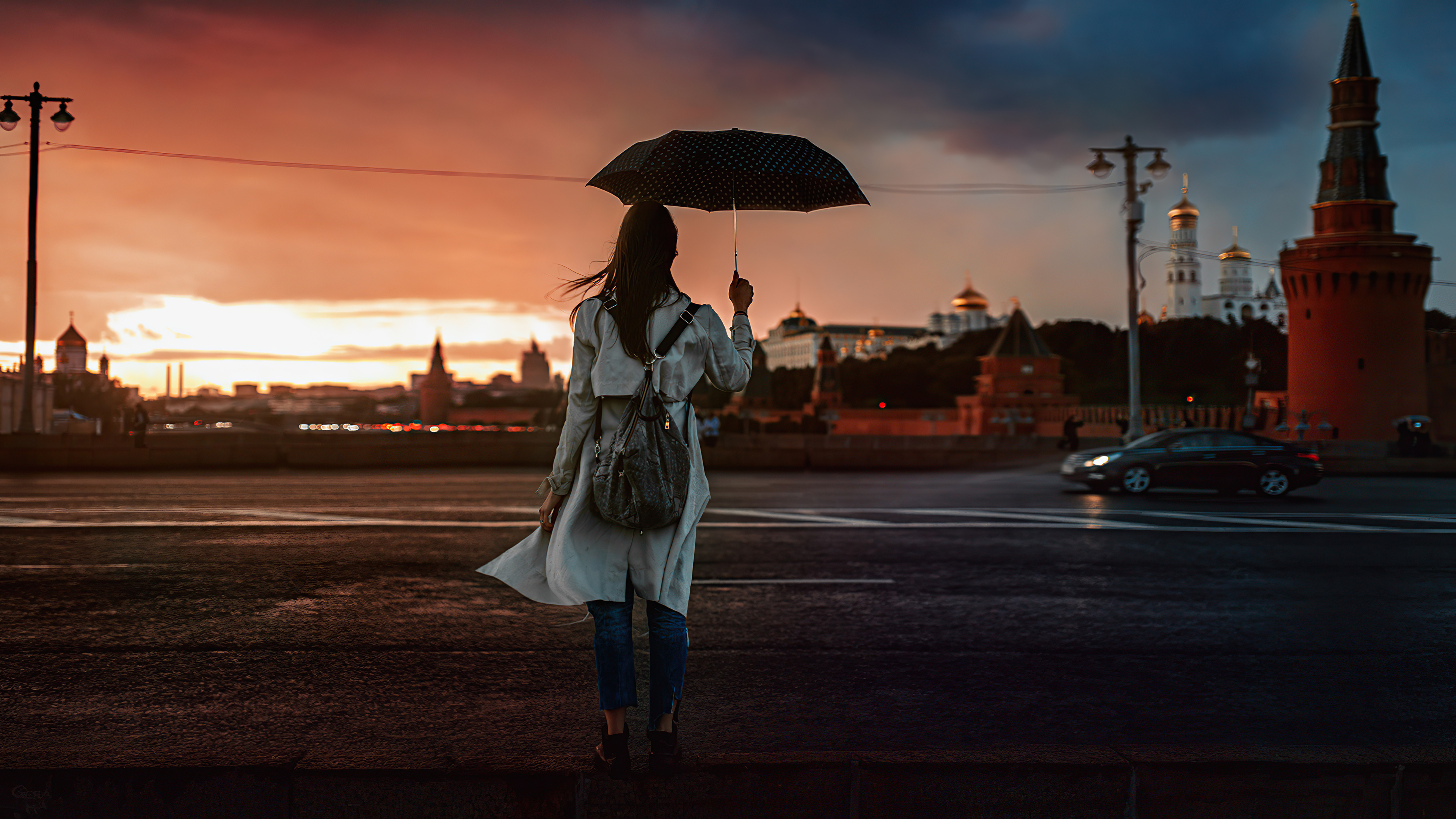 girl with umbrella crossing street 4k 1629237321