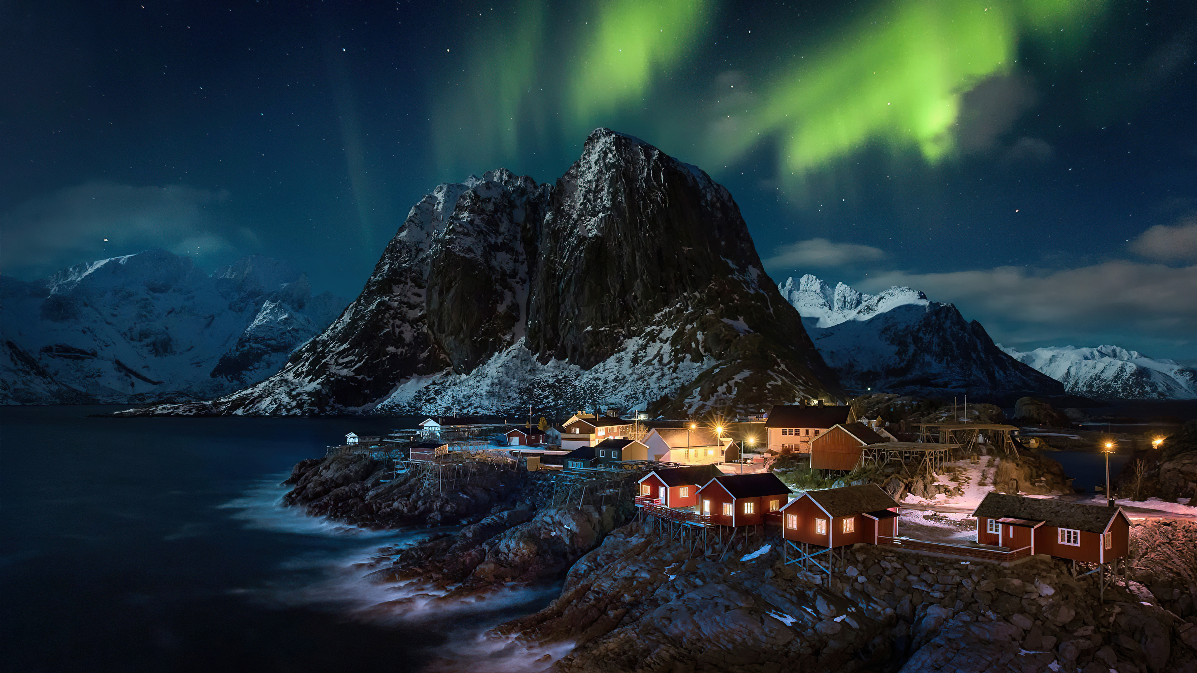 lofoten norway village aurora northern lights 4k 1630068483