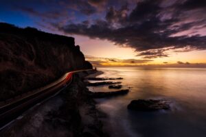 long exposure road around mountains 4k 1630079635