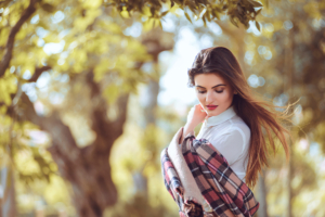 redhead girl looking down in depth of field 4k 1629237275