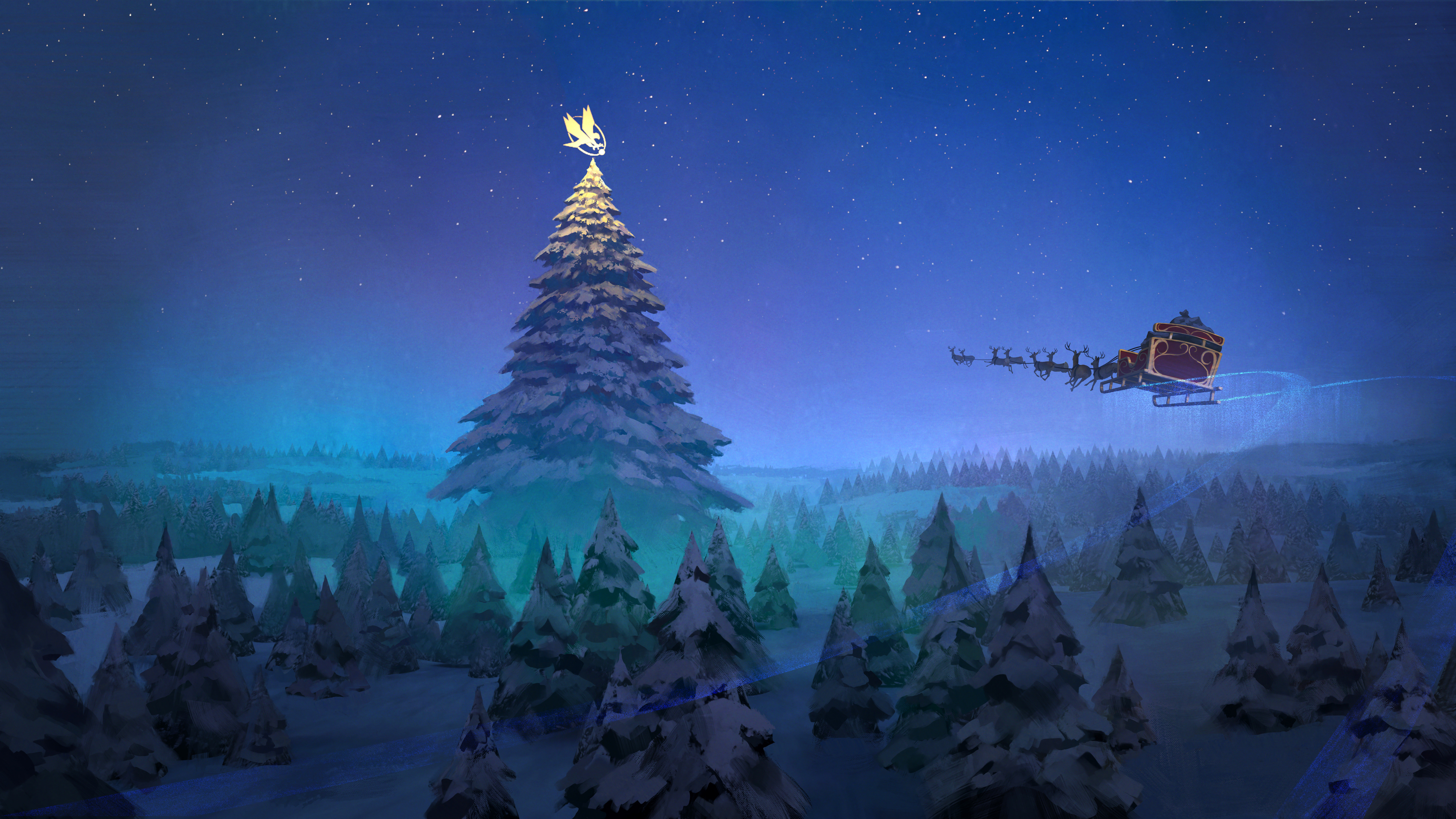 Download Christmas Reindeer Digital Painting Wallpaper  Wallpaperscom