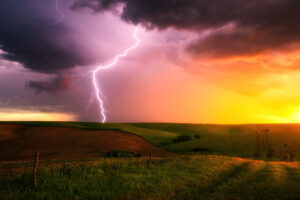 thunderstorm lightning bolt striking down at sunset in nebraska 4k 1630068596