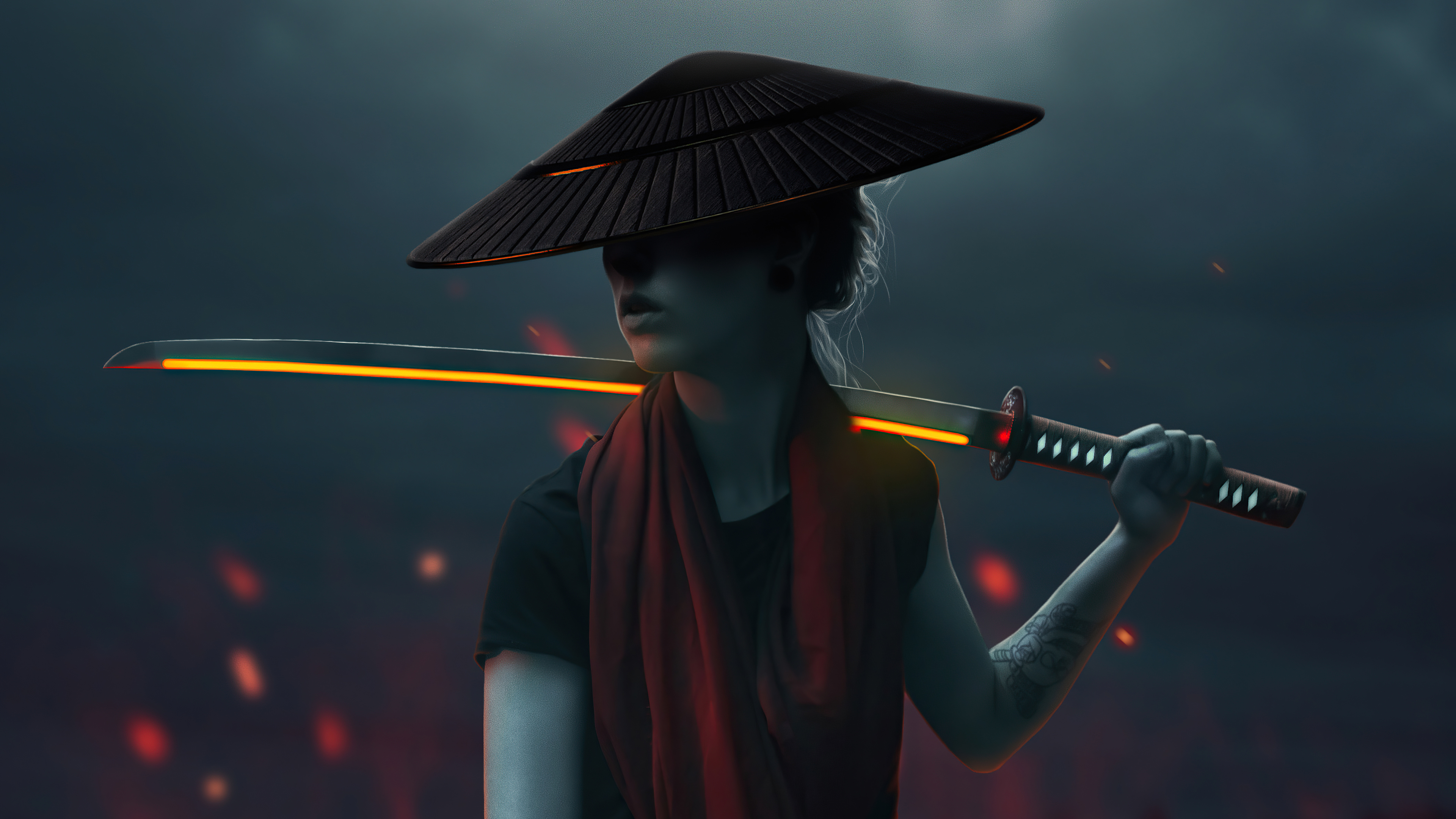 asian girl with lava sword 4k 1630533965