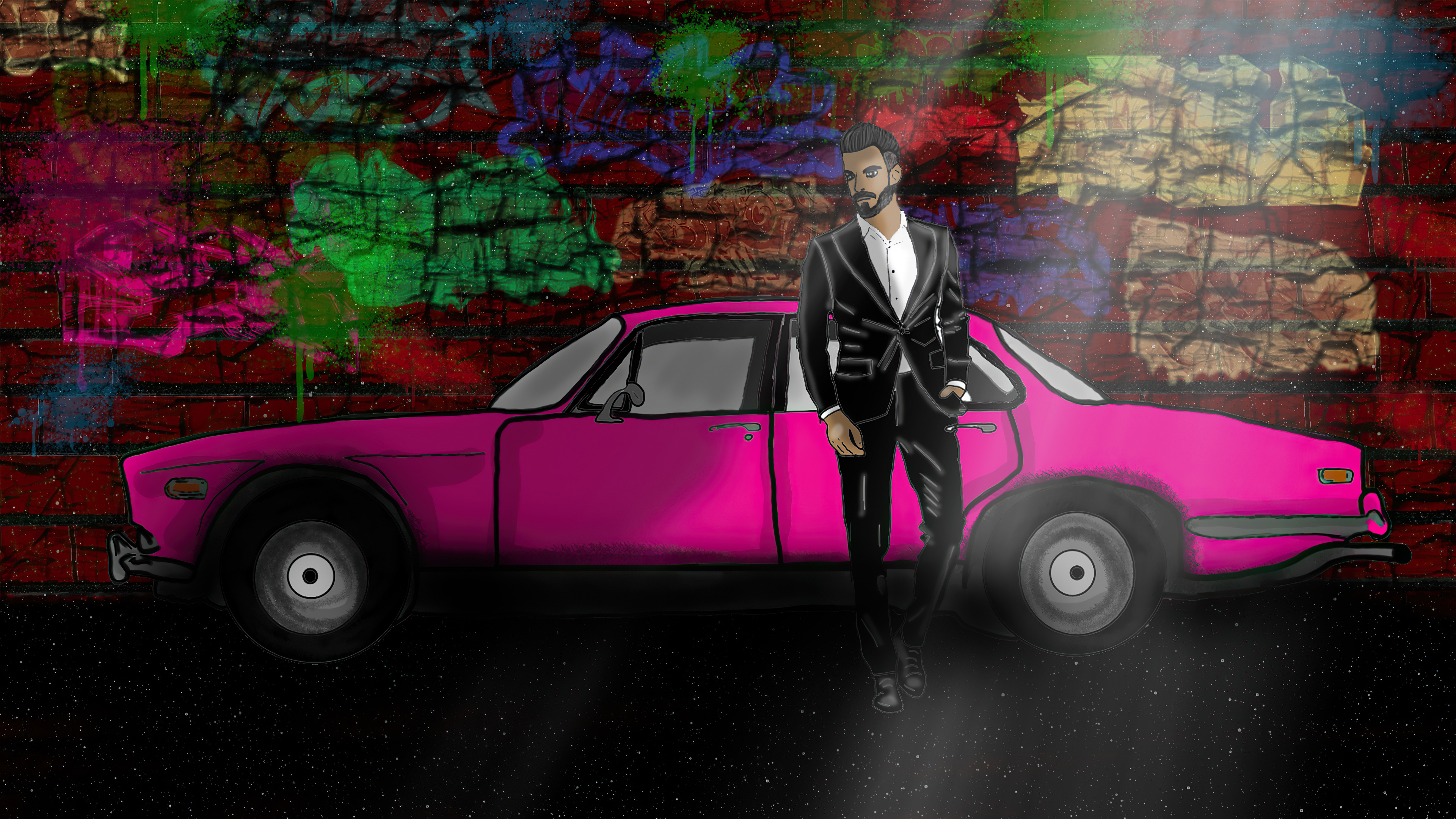 Cool Dude With Pink Car 4k walpapper
