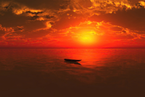 lone boat sunset 4k 1636841959