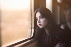 blue eyes girl looking outside window 4k 1639250165