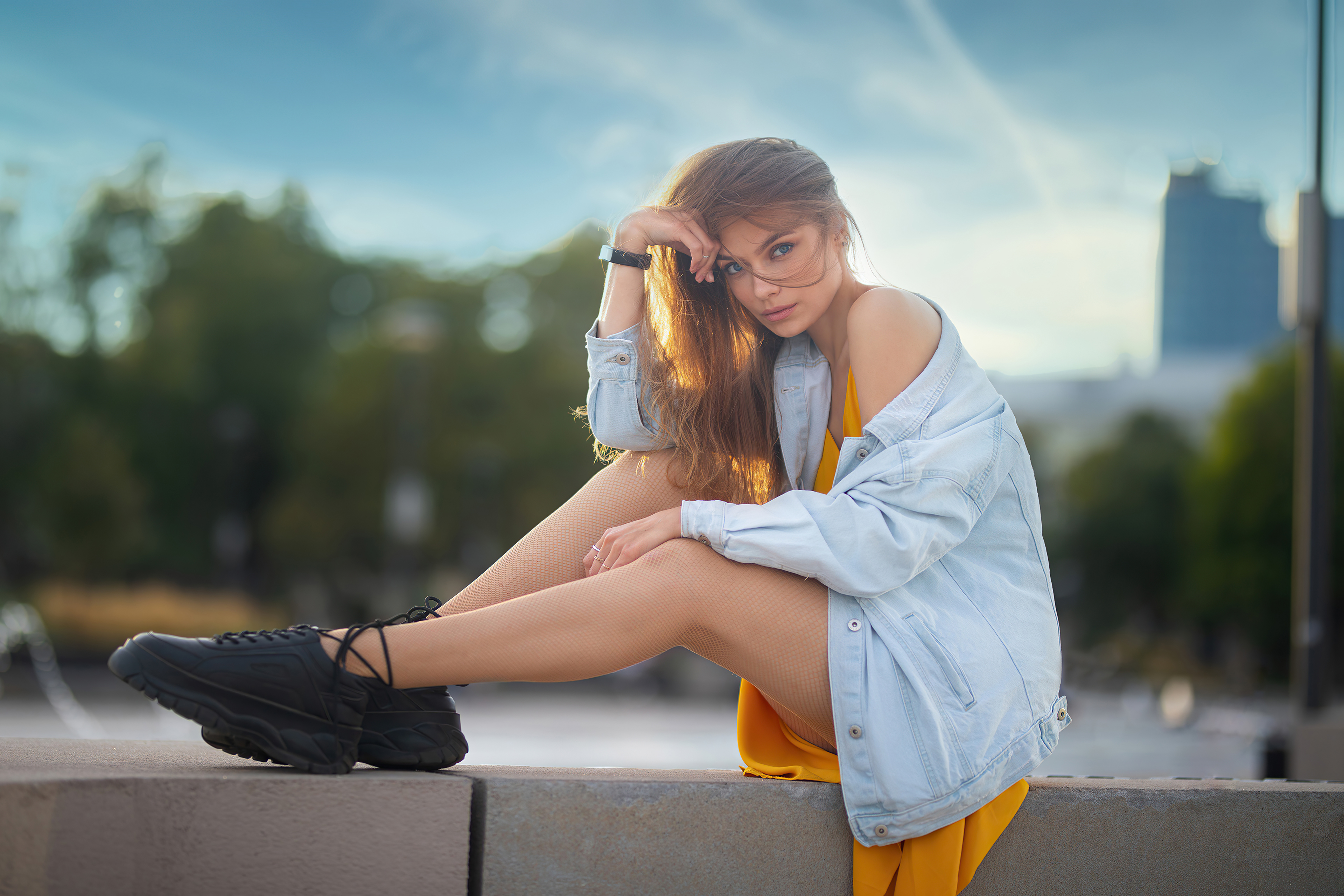 girl bokeh brown haired jacket 4k 1653333543