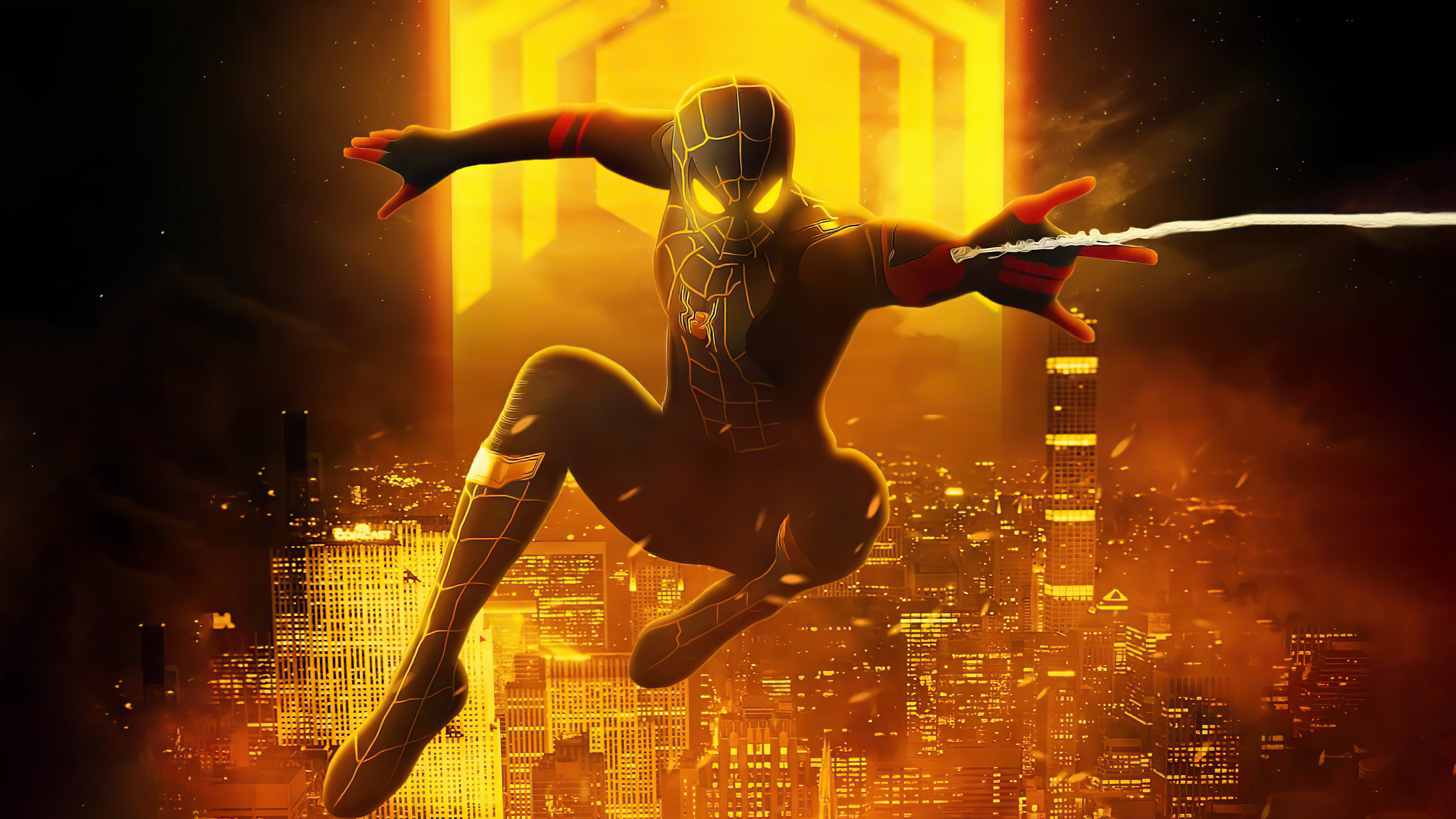 Wallpaper 4k Spiderman Black And Gold Suit Look 4k Wallpaper