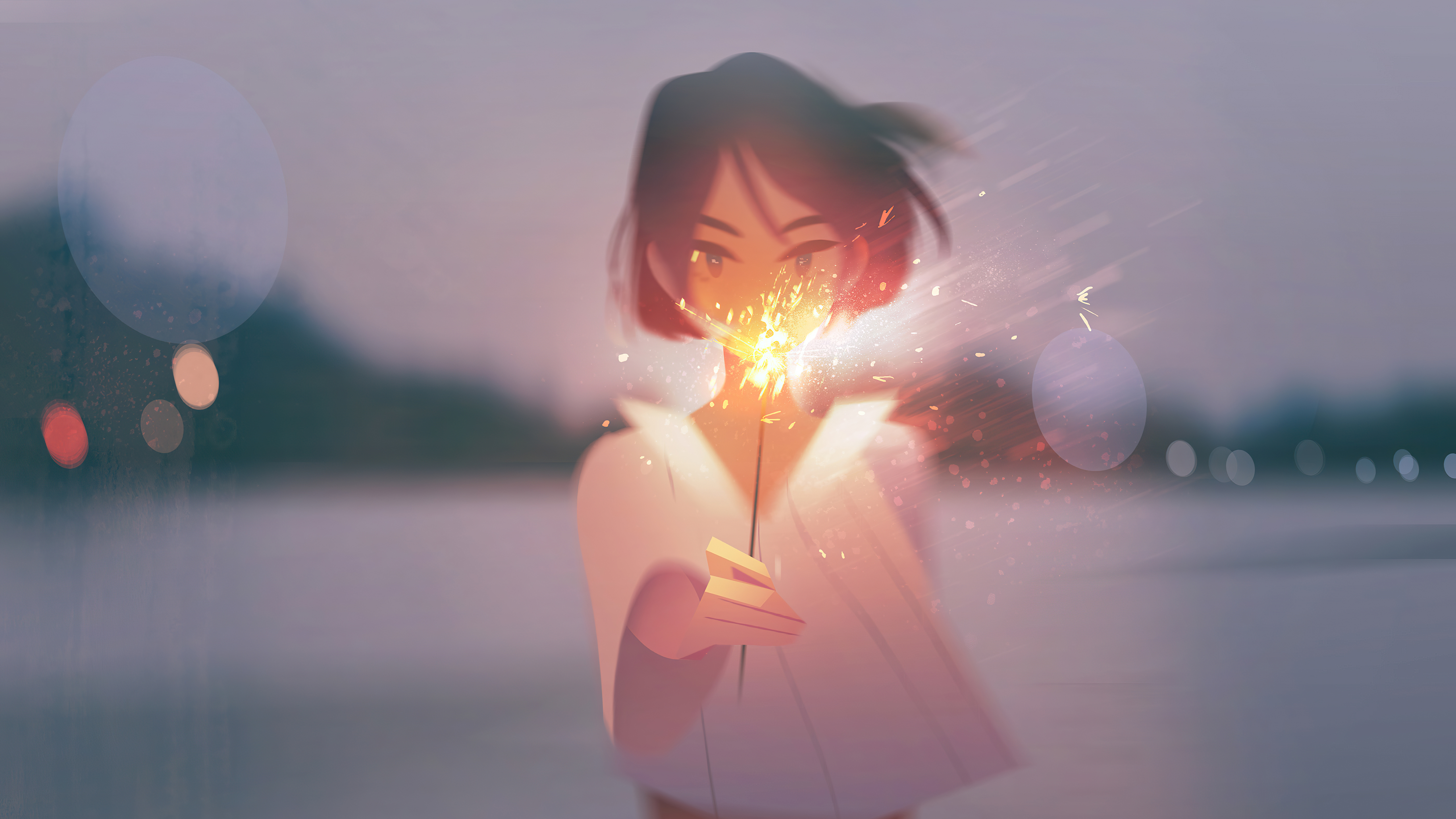 anime girl with firework 4k 1664119984