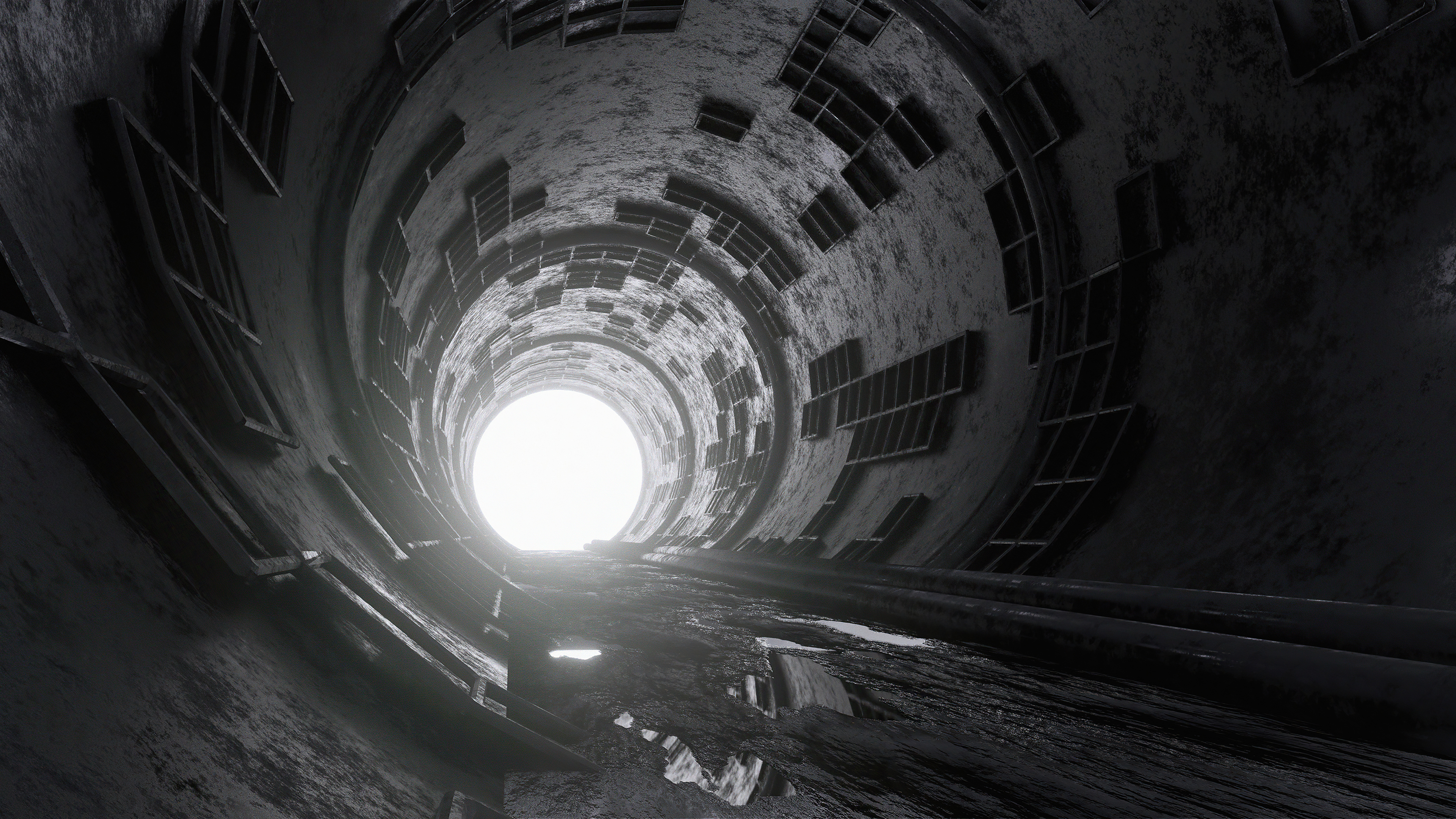 3d tunnel black white 4k 1669590355