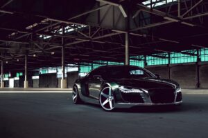 audi r8 chrome cw 5 matte black black side view 4k 1691771365