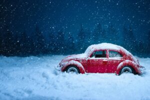 car retro winter snow snowfall vintage red old 4k 1691771365