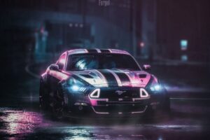 ford mustang gtr ford car neon night wet 4k 1691771365