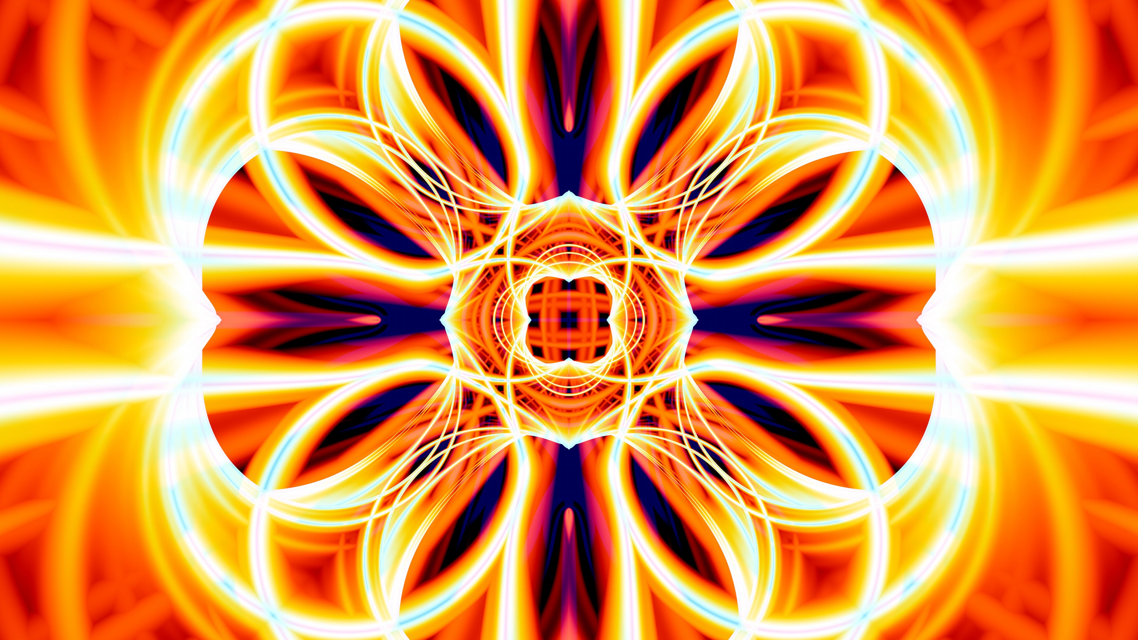 fractal abstraction lines glow orange 4k 1691686546