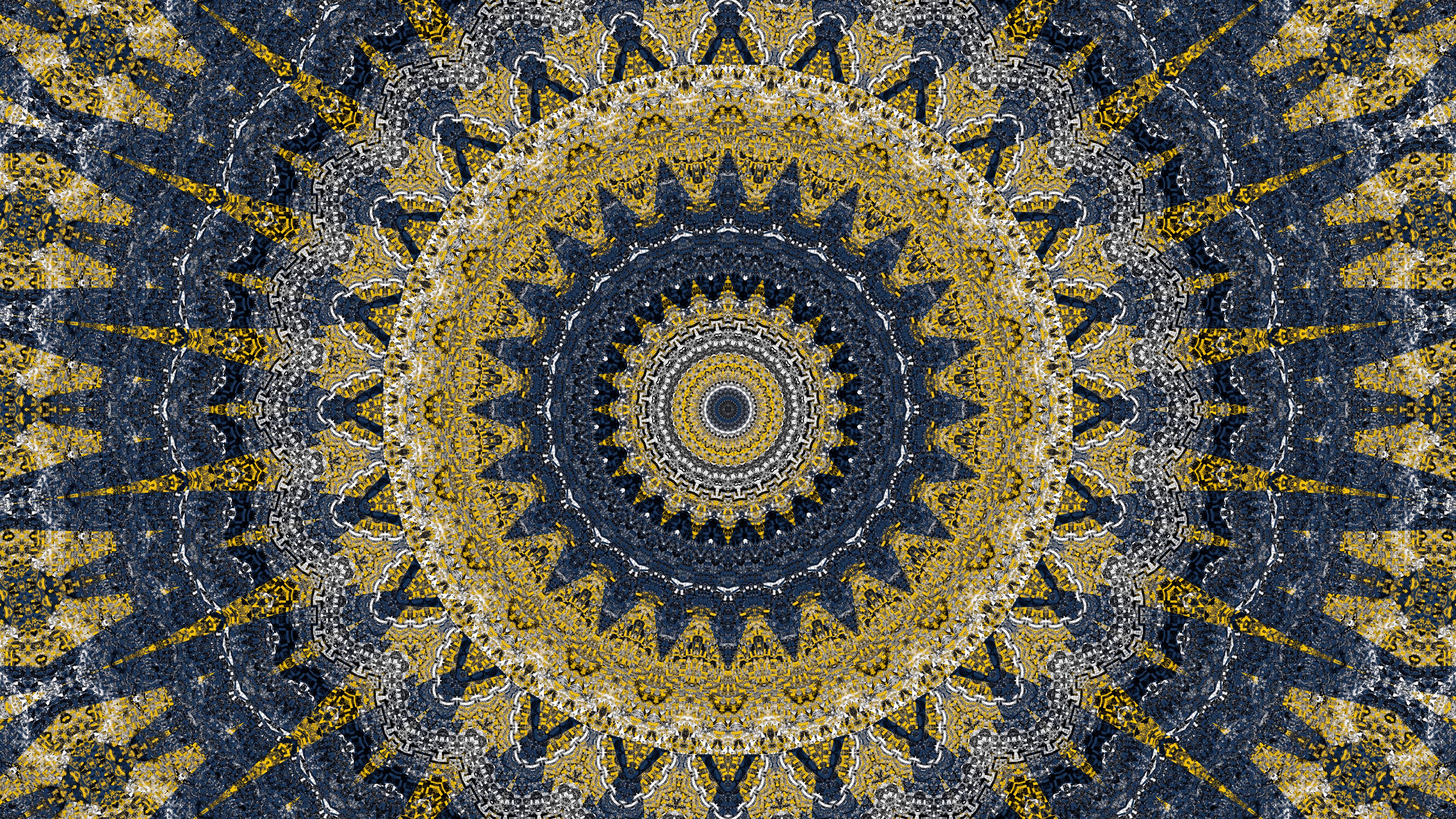 fractal circles pattern abstraction yellow blue 4k 1691671062