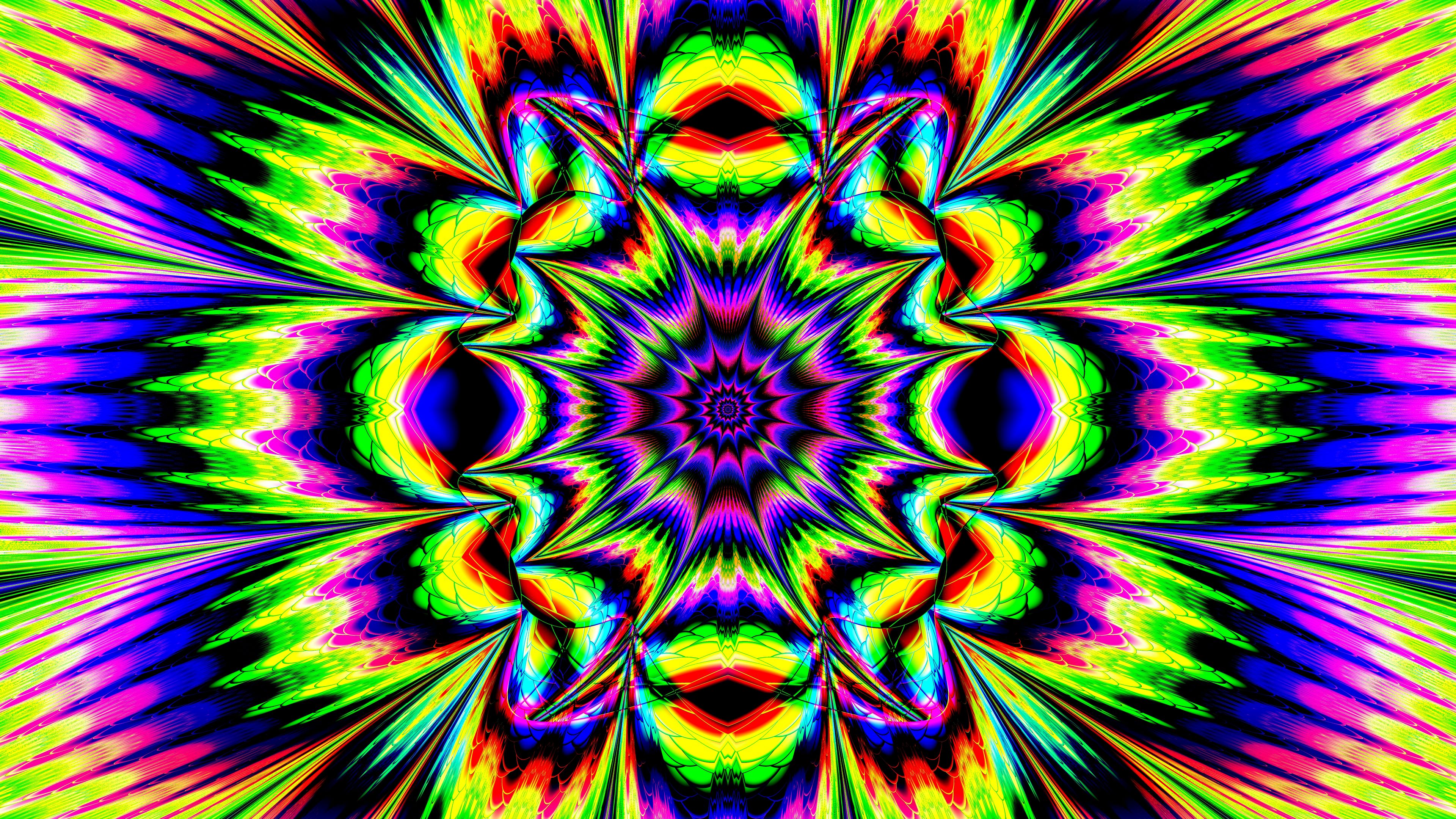 fractal kaleidoscope abstraction bright optical illusion 4k 1691589888