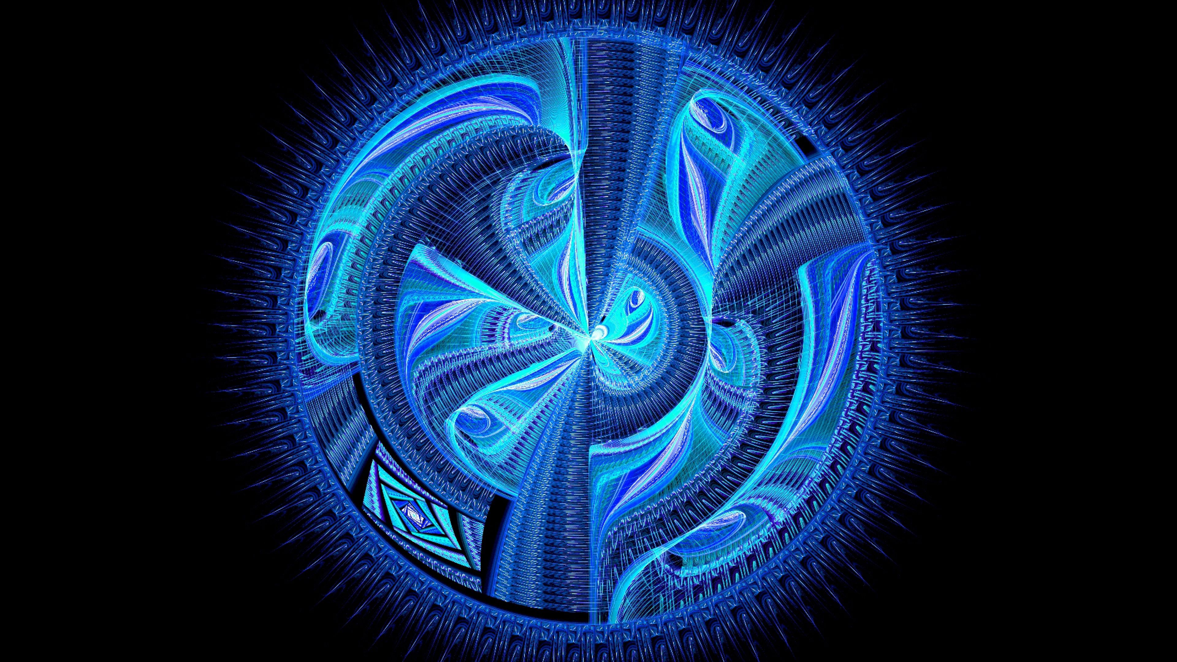 fractal pattern circle blue 4k 1691670468