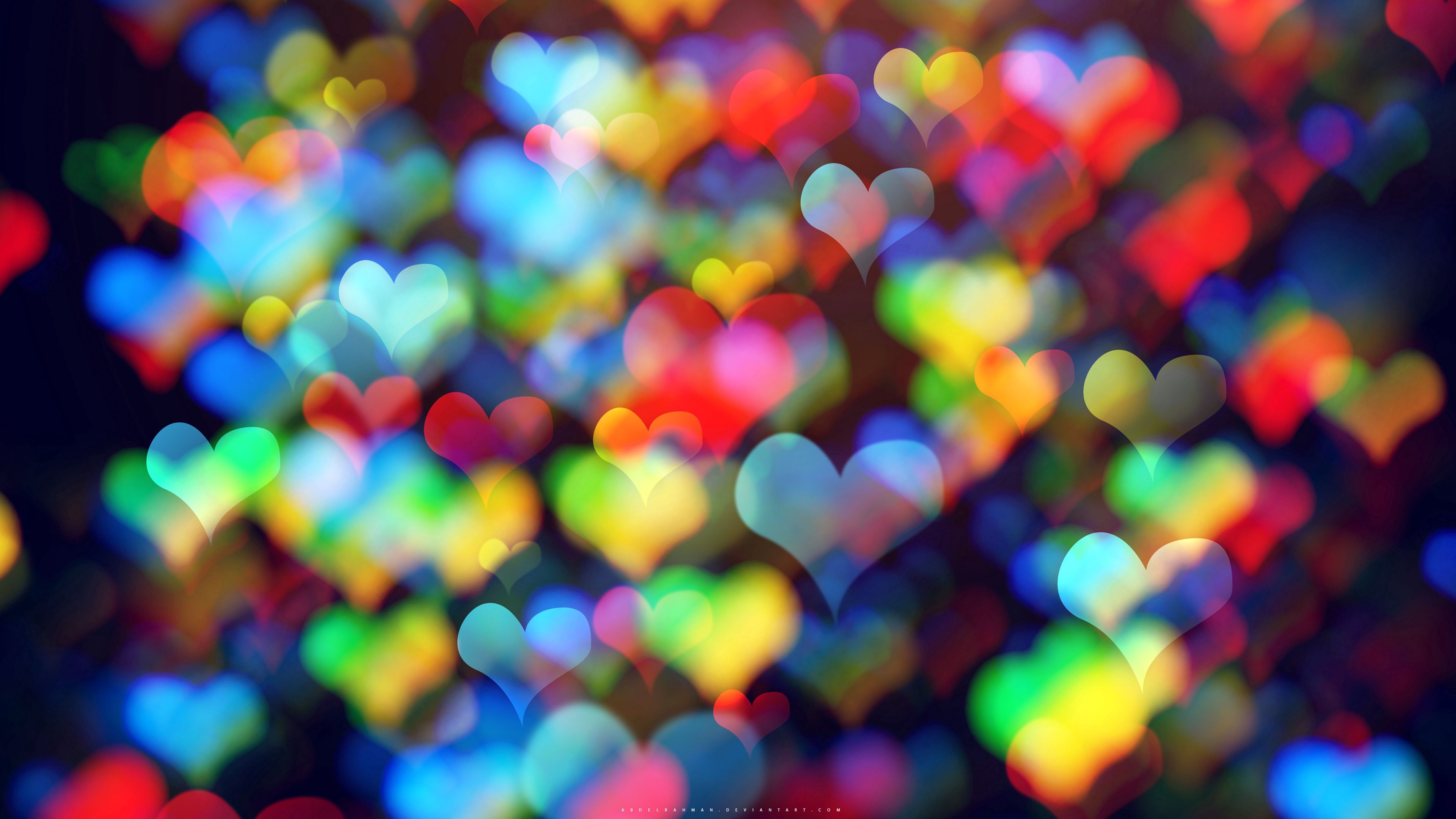 hearts colorful bokeh abstraction 4k 1691589483