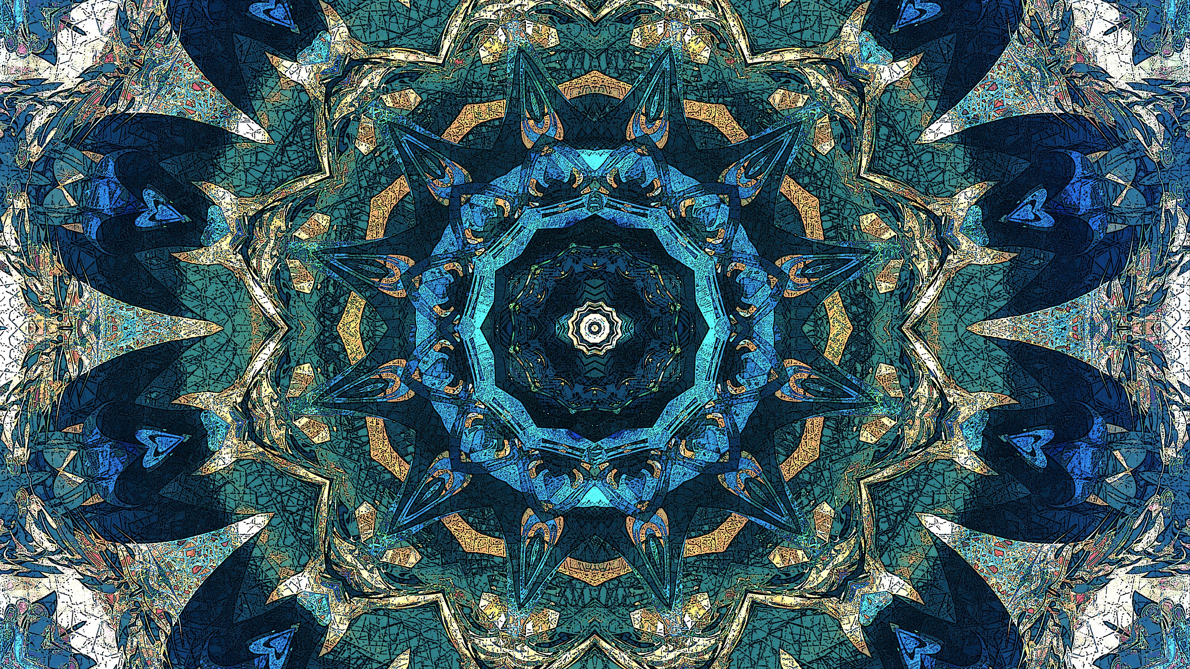 kaleidoscope fractal pattern abstraction blue 4k 1691756343