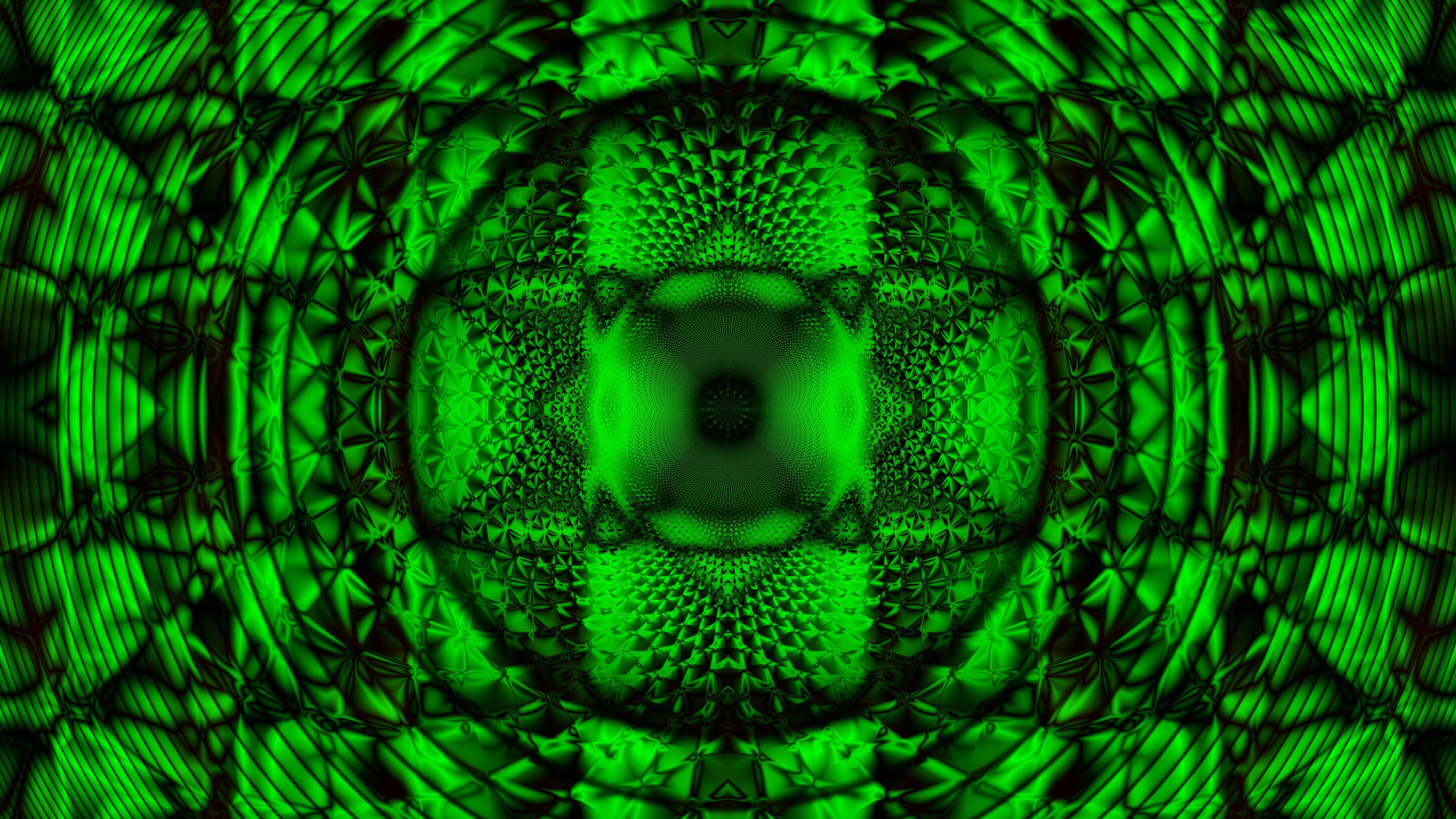 kaleidoscope fractal pattern reflection abstraction green 4k 1691767175