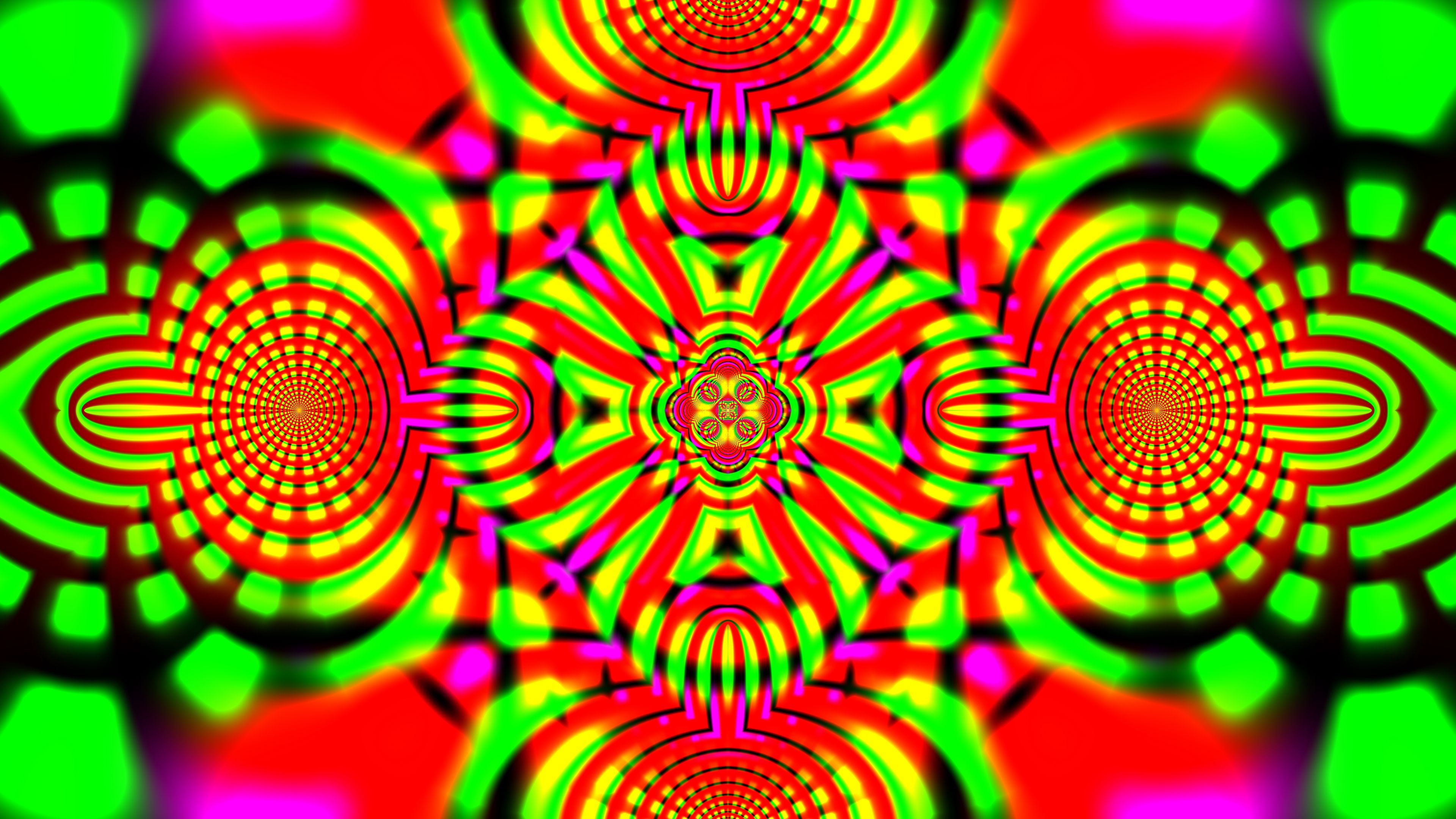 kaleidoscope pattern shapes circles abstraction bright 4k 1691756343