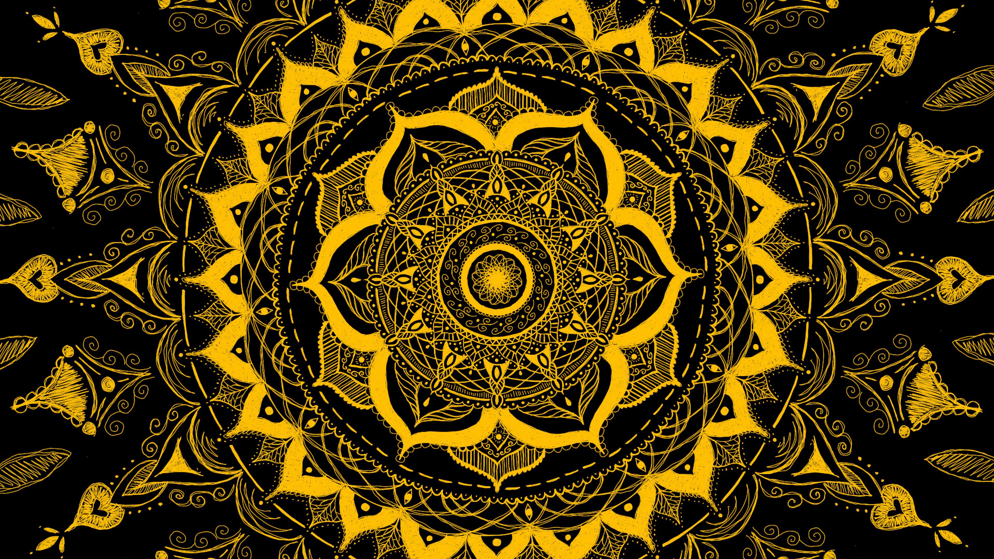 mandala pattern abstraction tangled yellow 4k 1691575448 1