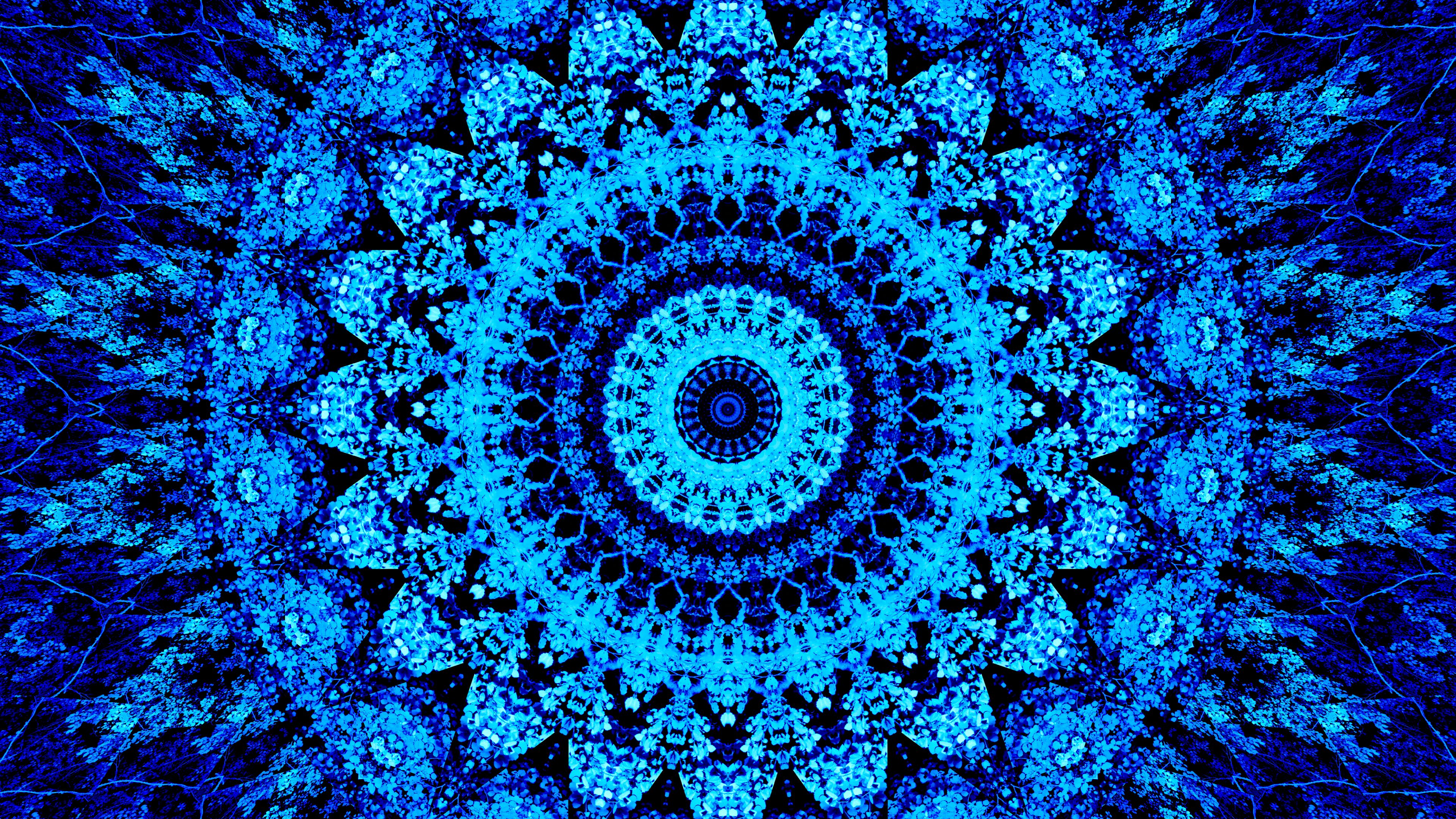 mandala pattern circles blue bright 4k 1691767499