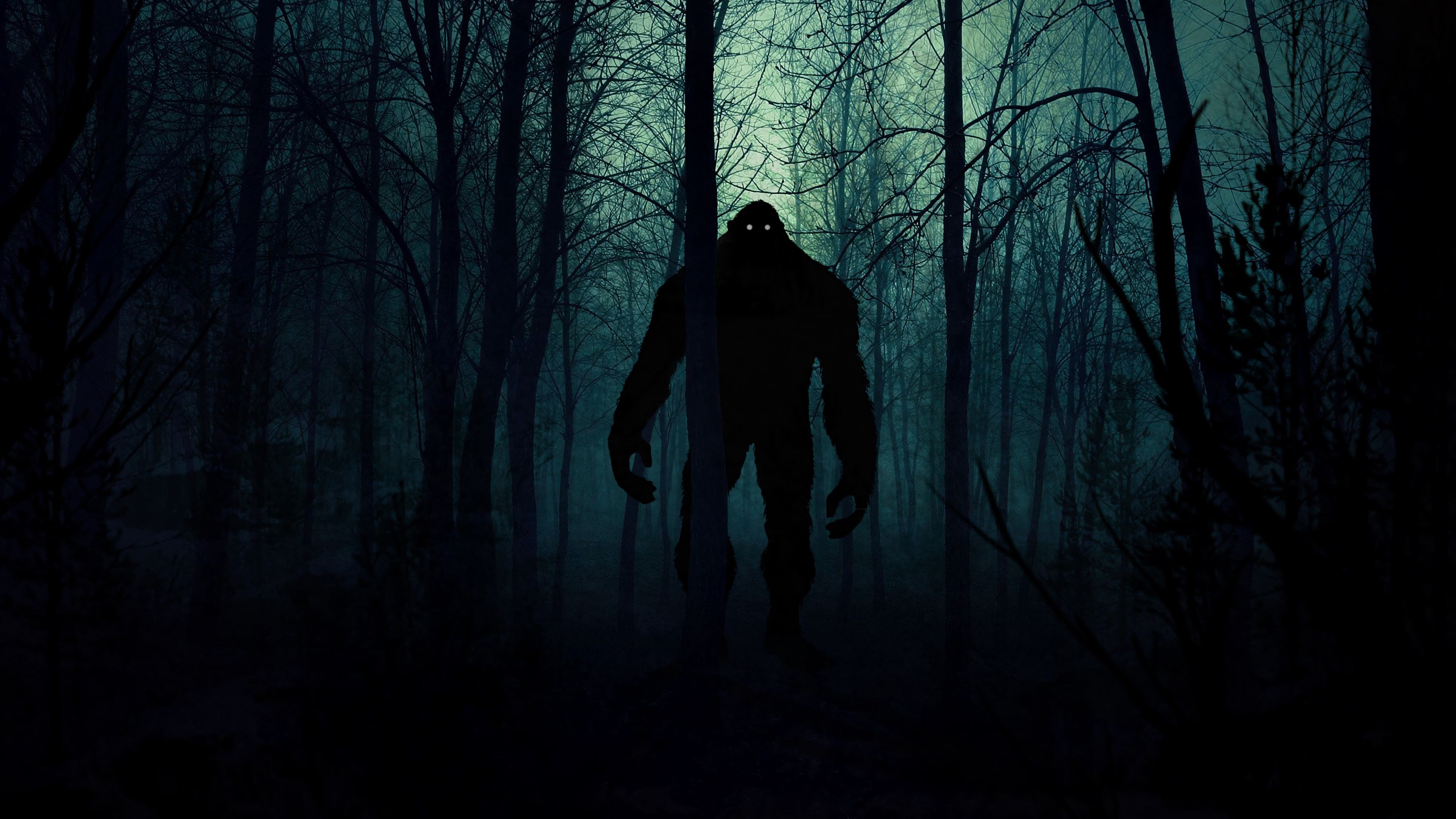 monster silhouette forest night art 4k 1691839434