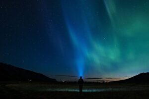 starry sky silhouette northern lights loneliness 4k 1692006750