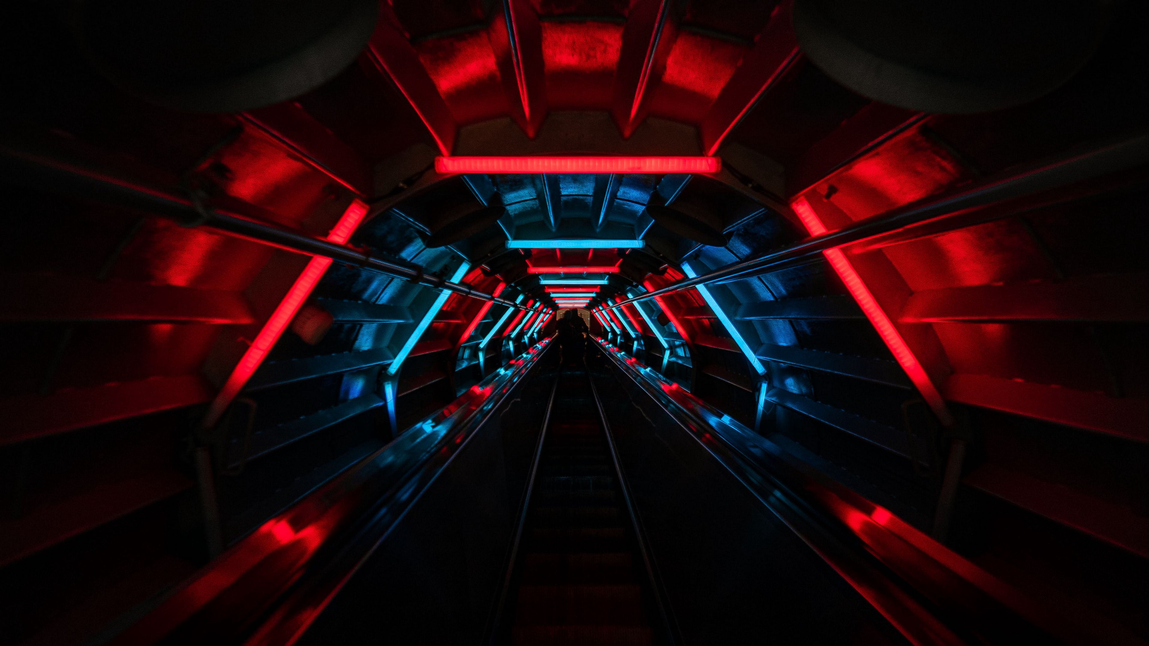 tunnel neon glow stairs 4k 1691839436