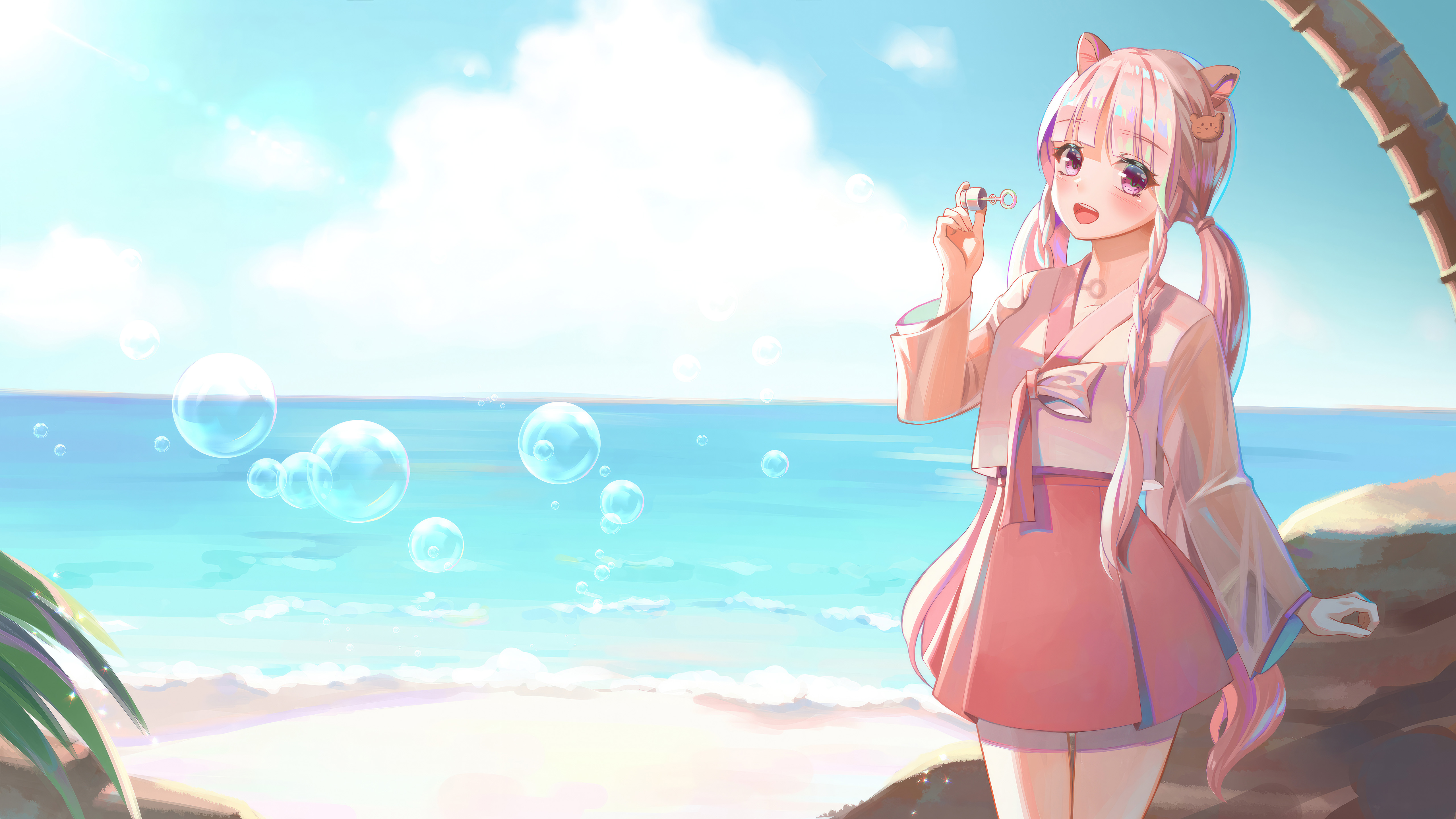 anime girl blowing bubbles 4k 1695917615