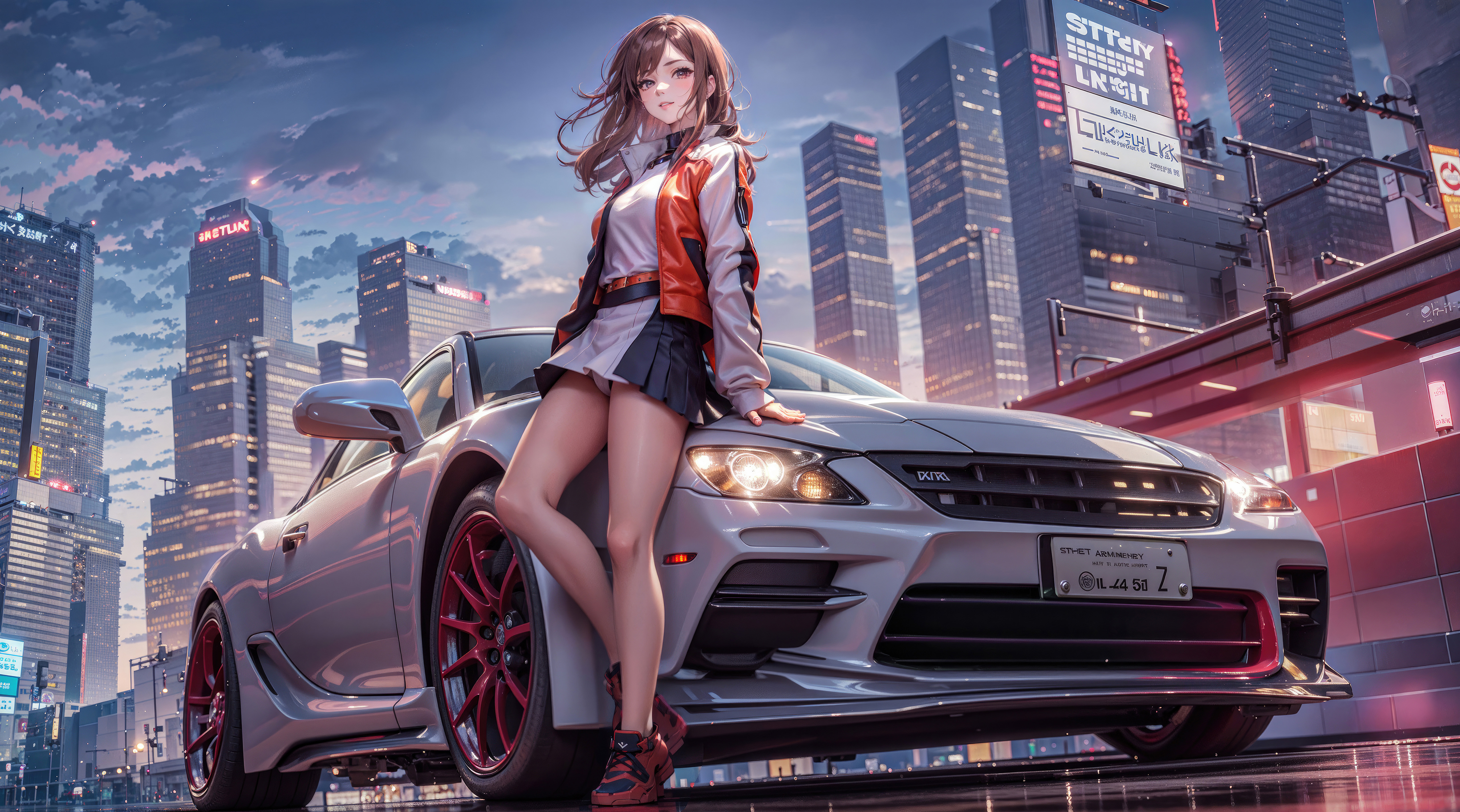 anime girl with cars 4k 1695927344