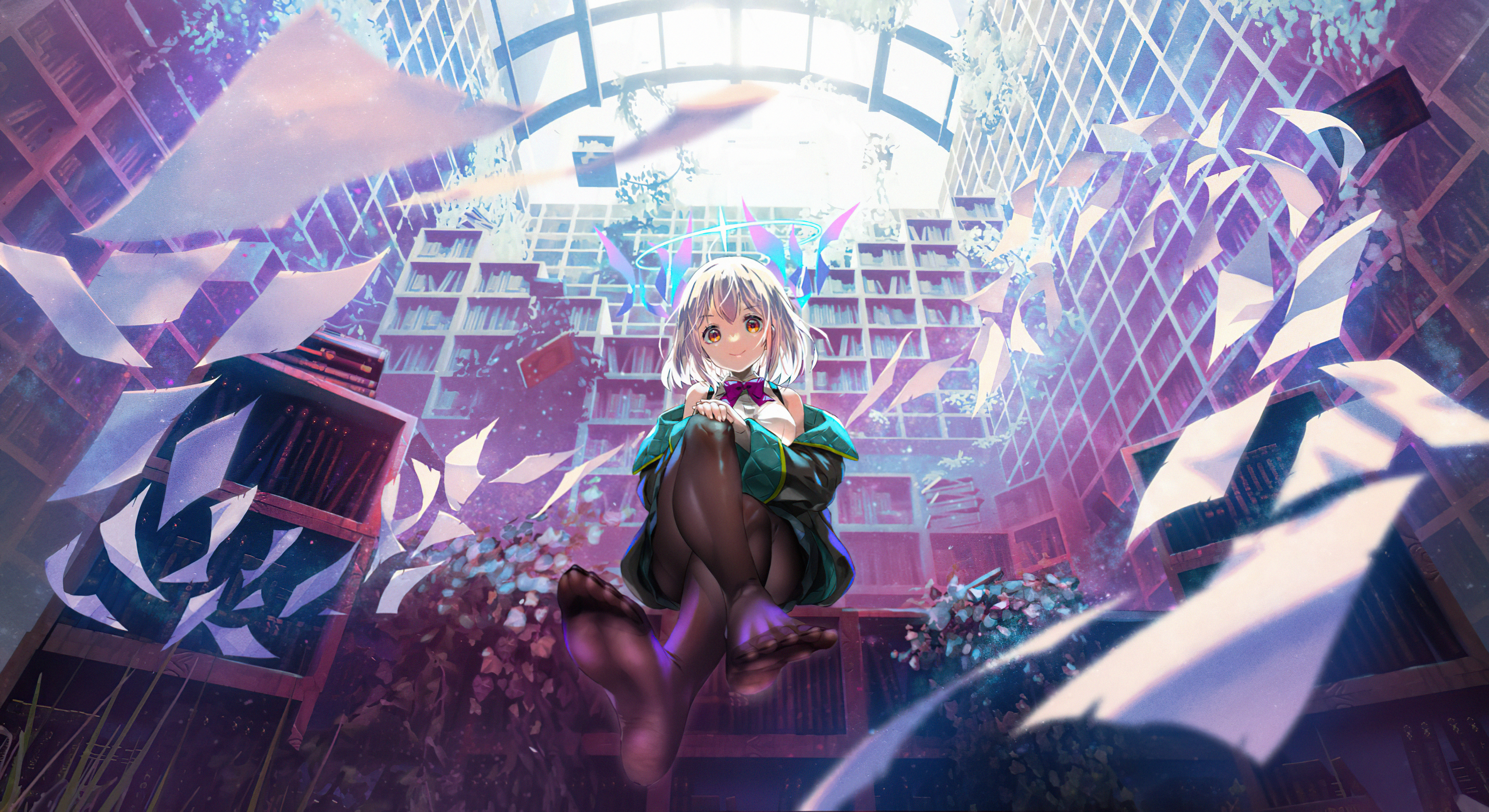 books colors anime girl 4k 1696103844