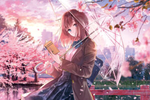 anime girl cherry blossom season 4k 1696778082