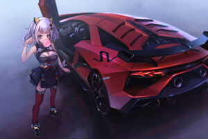 anime girl lamborghini aventador sv 4k 1696954194