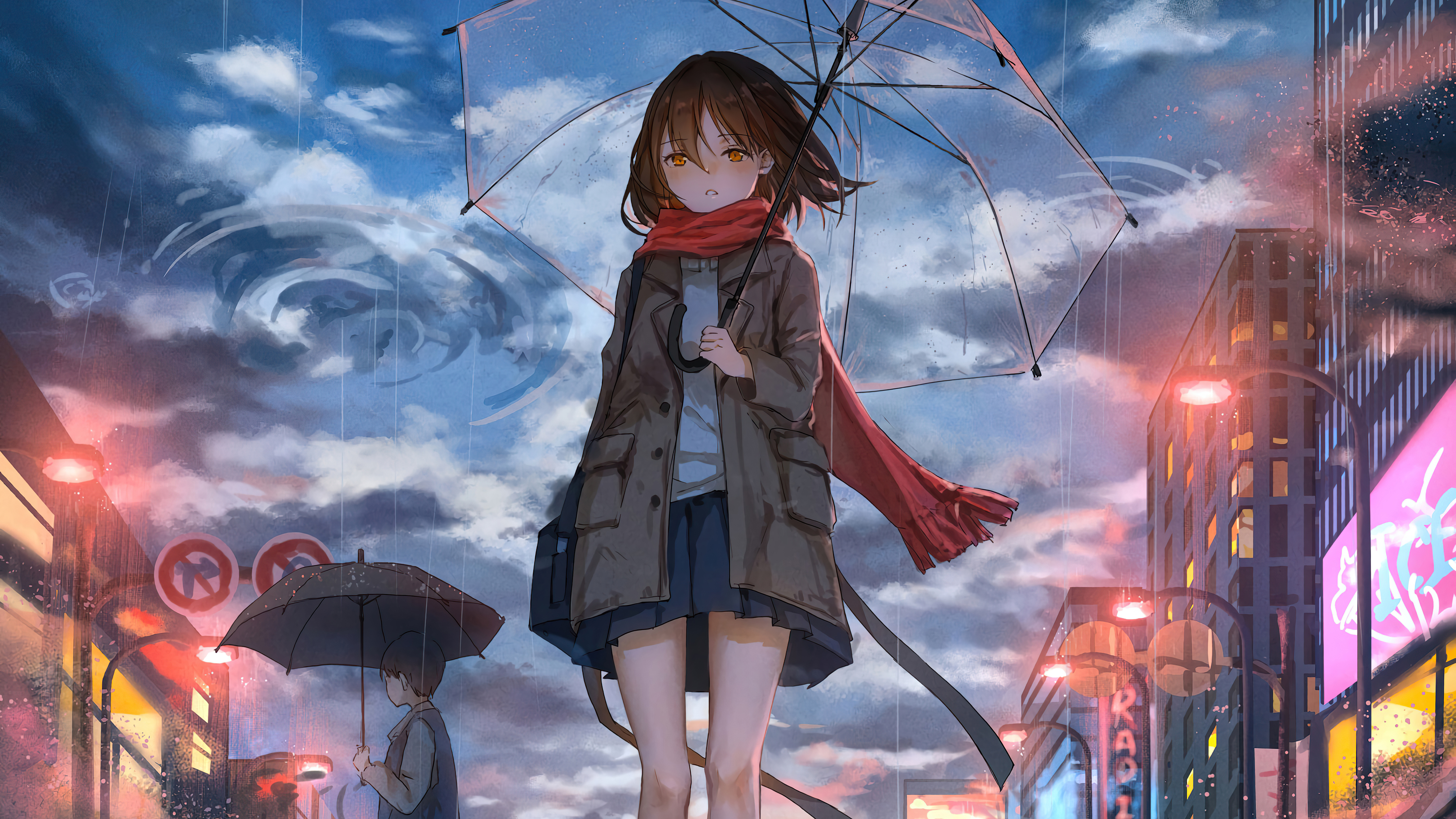 a sad looking anime girl standing in a field, wind blowing, generative ai  technology Stock Illustration | Adobe Stock
